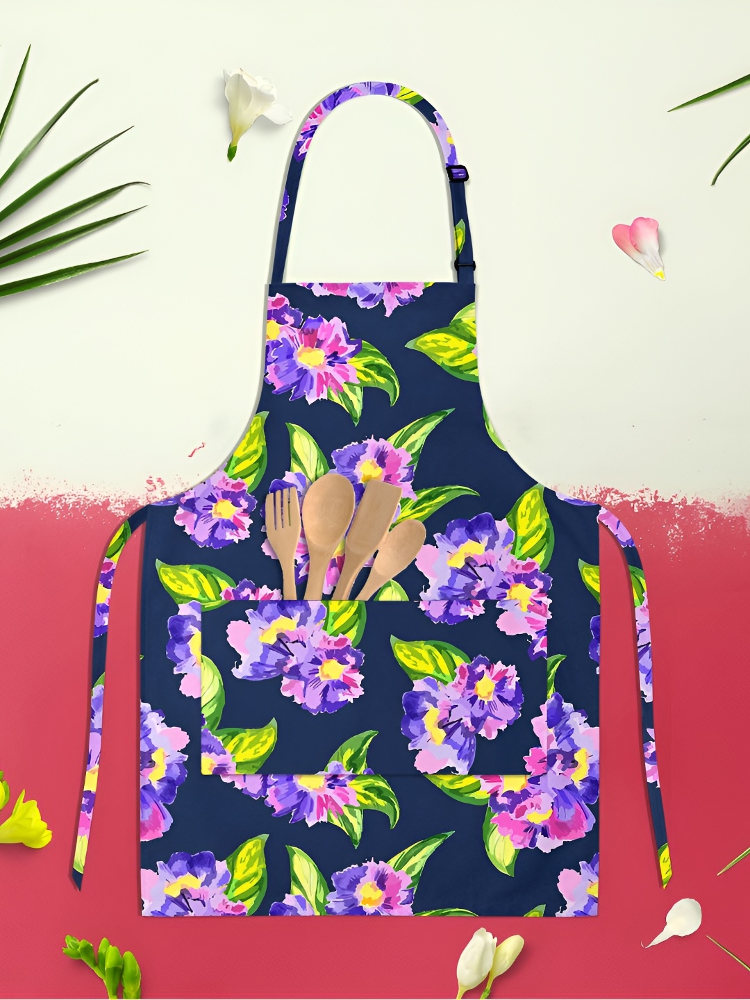 

ArtzFolio Black & Purple Printed Pure Cotton Apron