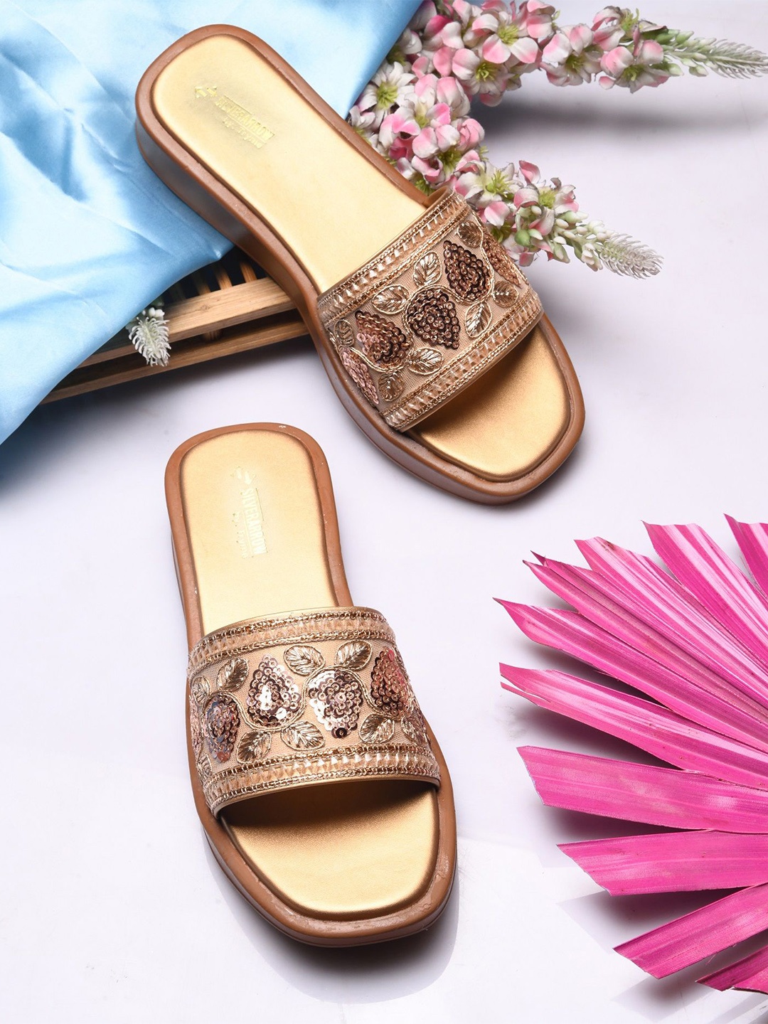 

Try Me Women Ethnic Embellished Platform Heel Sandals, Gold