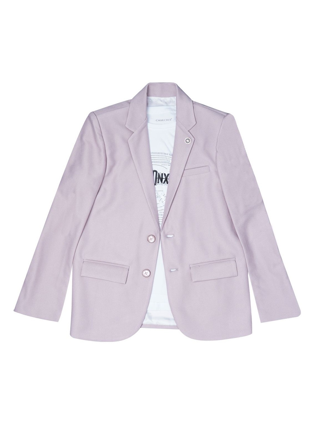 

CHARCHIT Boys Long Sleeves Single-Breasted Blazers and T-Shirt, Pink