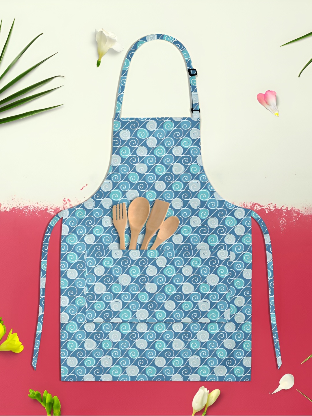 

ArtzFolio Kids Blue & White Printed Cotton Aprons