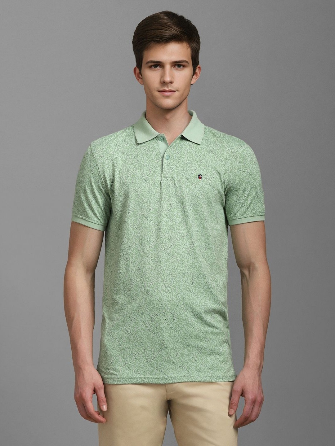 

Louis Philippe Sport Men Printed Polo Collar Slim Fit T-shirt, Green