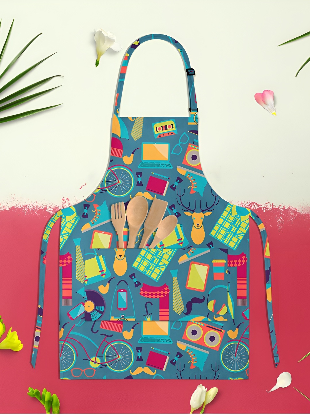 

ArtzFolio Green & Blue Printed Cotton Apron