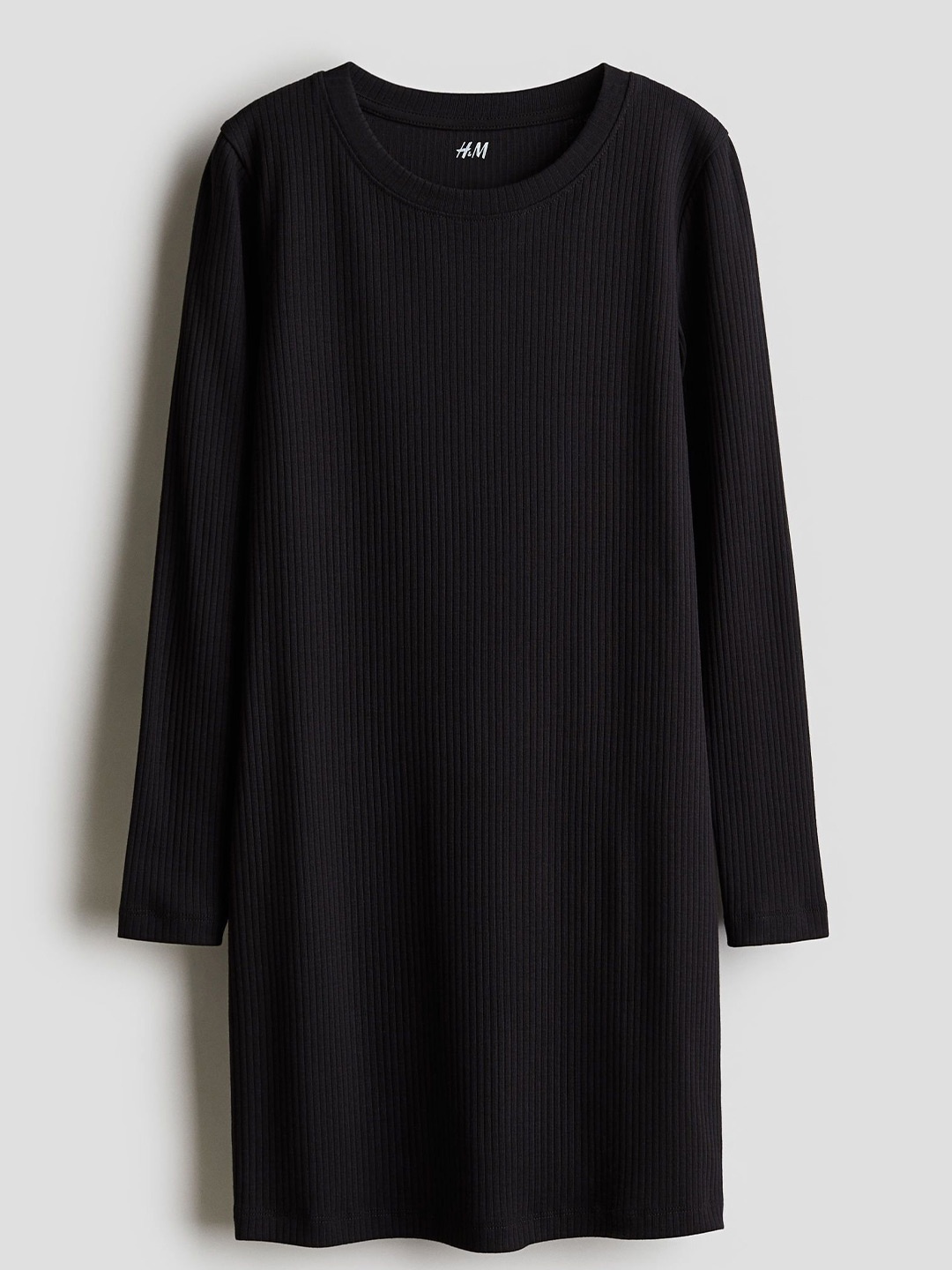 

H&M Girls Ribbed Jersey Dress, Black