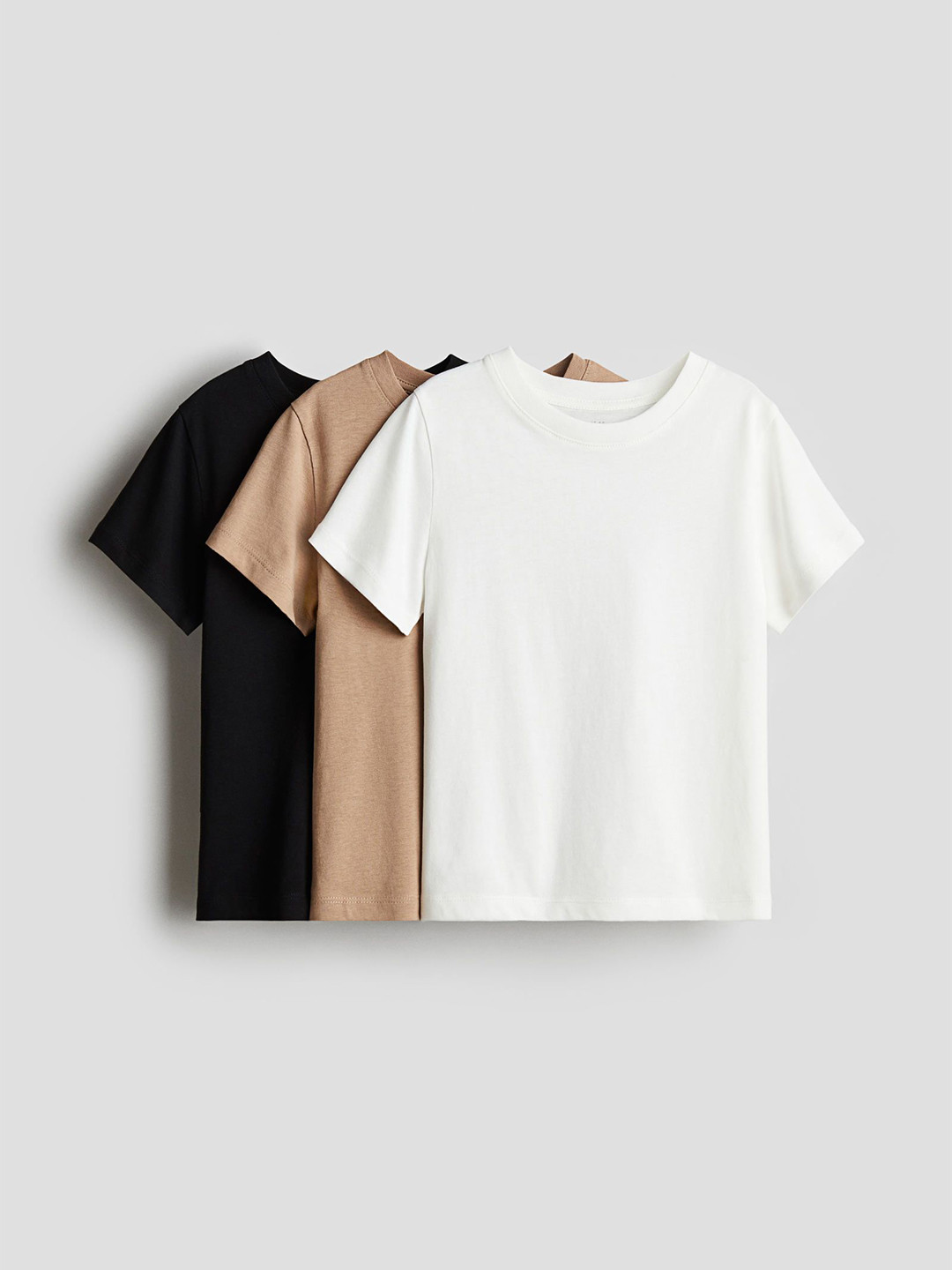 

H&M Boys 3-Pack Cotton T-Shirts, Beige