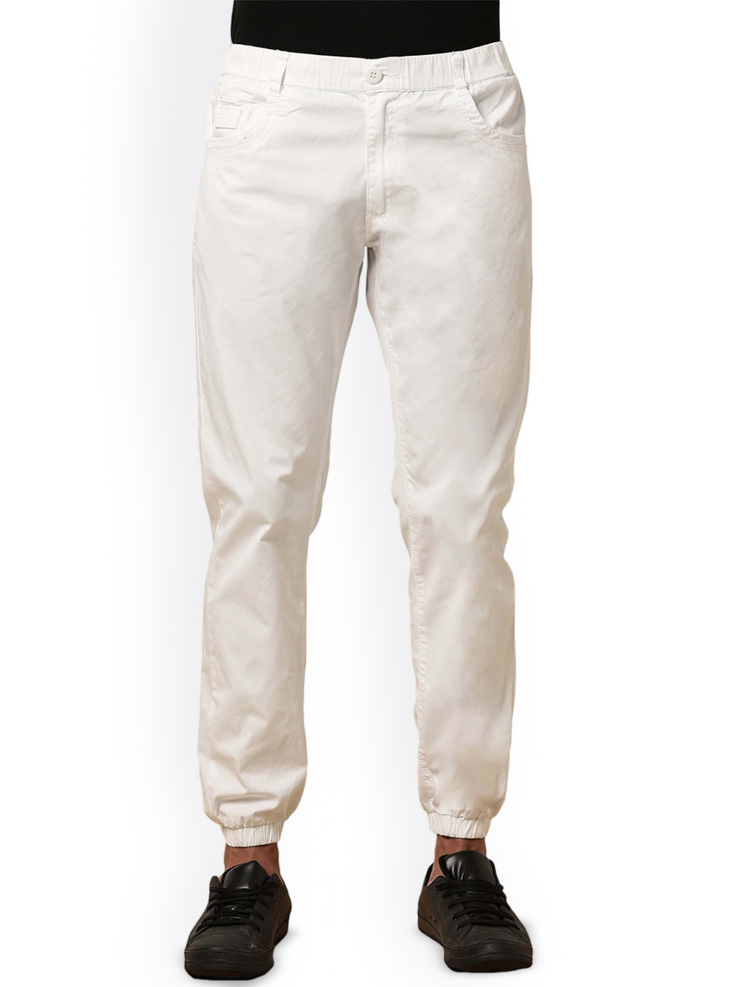 

beevee Men Classic Mid-Rise Regular Trousers, White