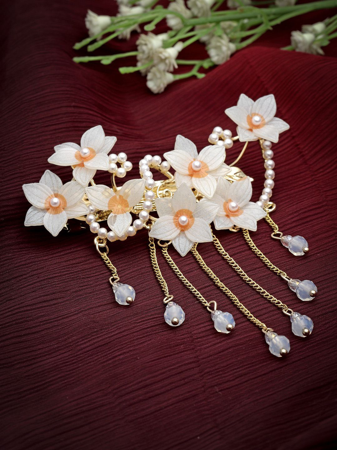 

VOGUE HAIR ACCESSORIES Women Embellished French Barrette, Off white