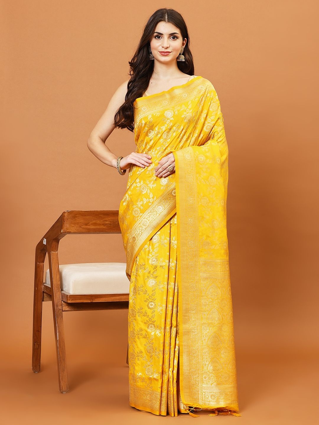 

Meena Bazaar Woven Design Saree, Yellow