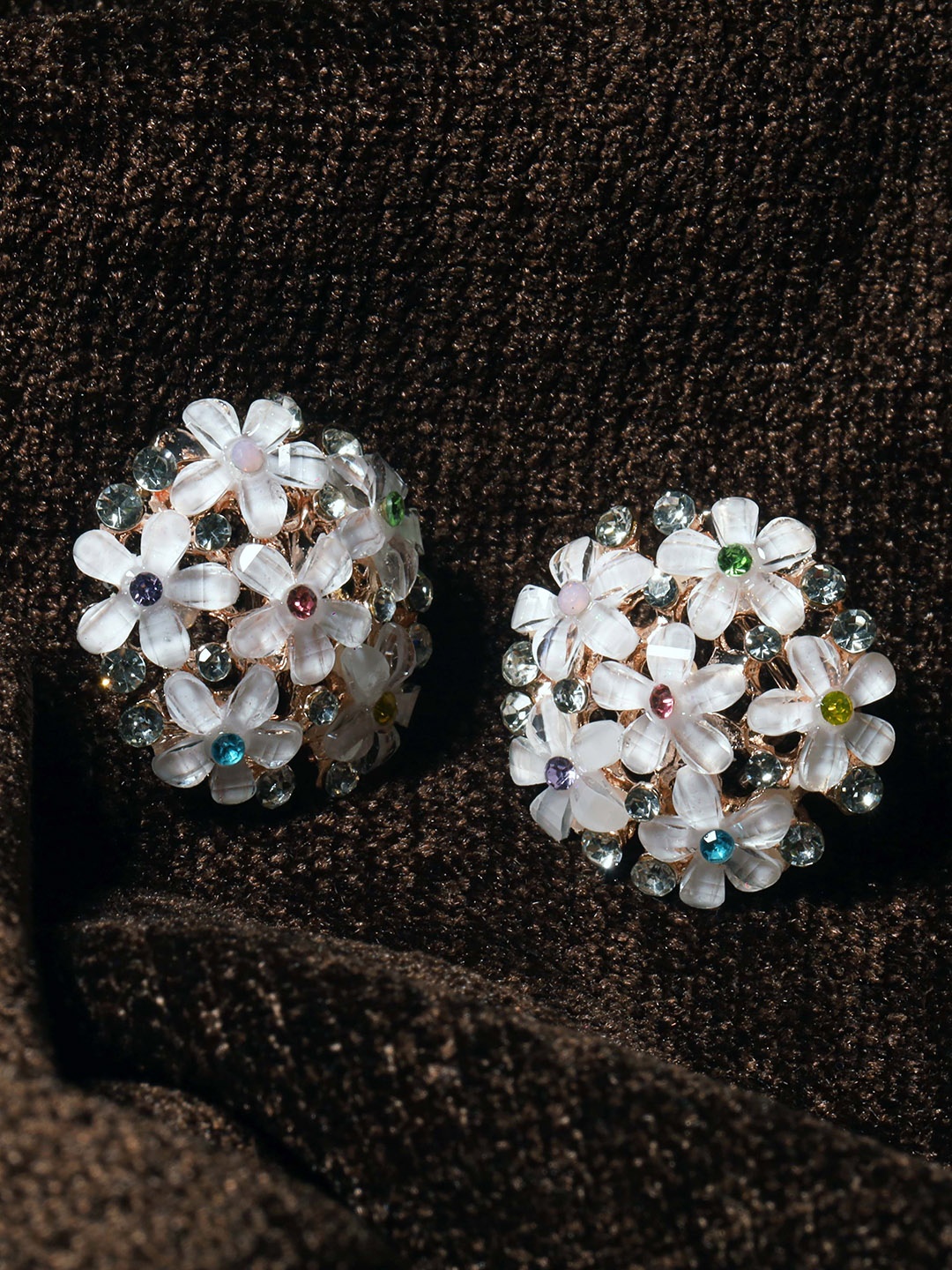 

Maansh Rose Gold-Plated Stone Studded Contemporary Studs Earrings