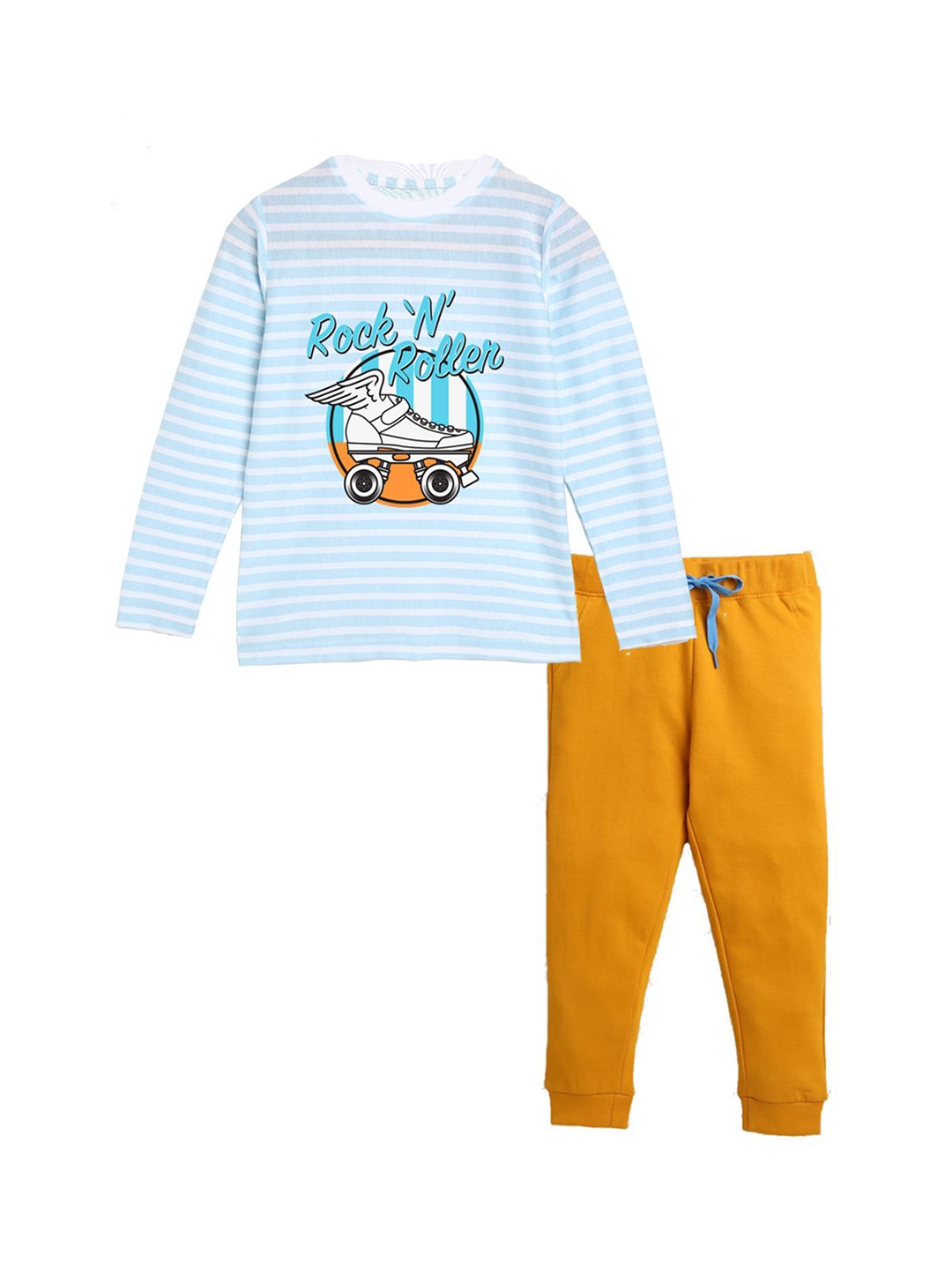 

ETCHED DESIGN Boys Printed Pure Cotton T-shirt with Joggers, Turquoise blue