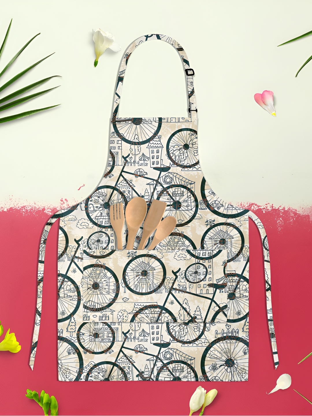 

ArtzFolio Beige & White Printed Cotton Aprons