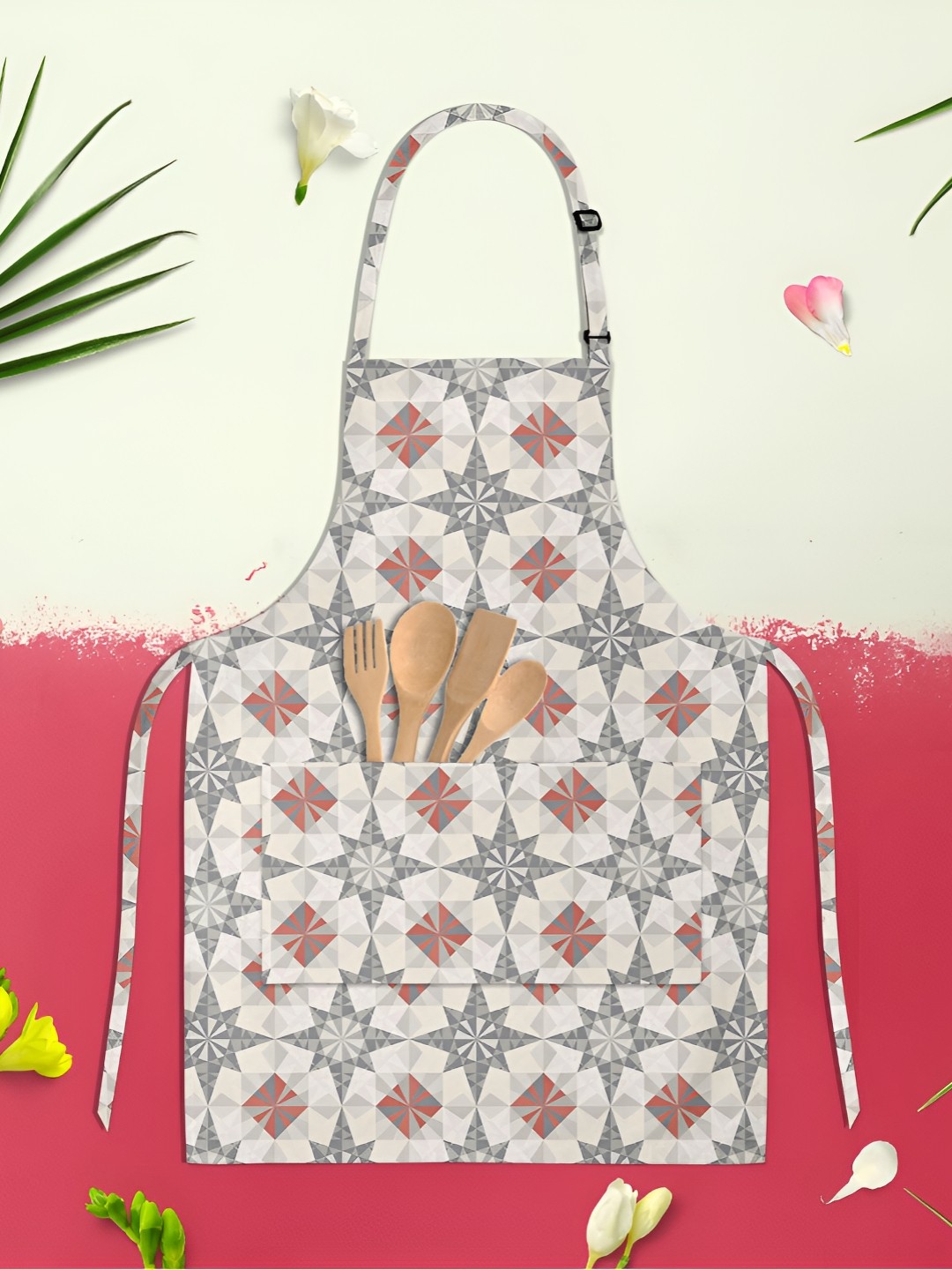 

ArtzFolio Kids Beige & Grey Printed Cotton Aprons