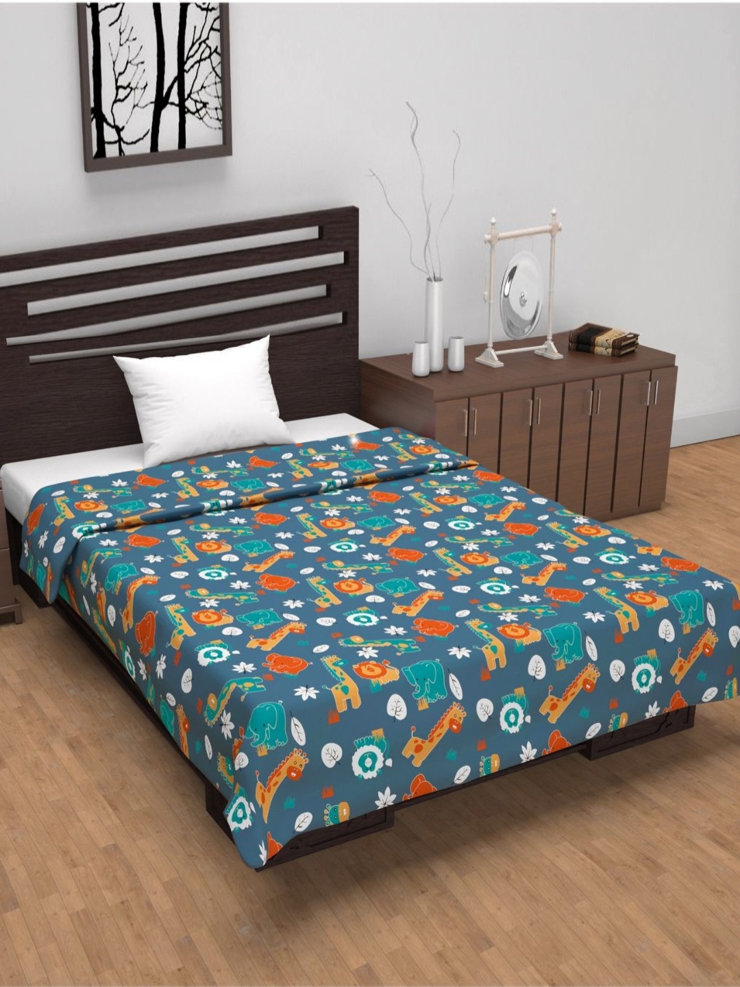 

Divine Casa Blue Printed Pure Cotton AC Room 120 GSM Reversible Single Bed Dohar