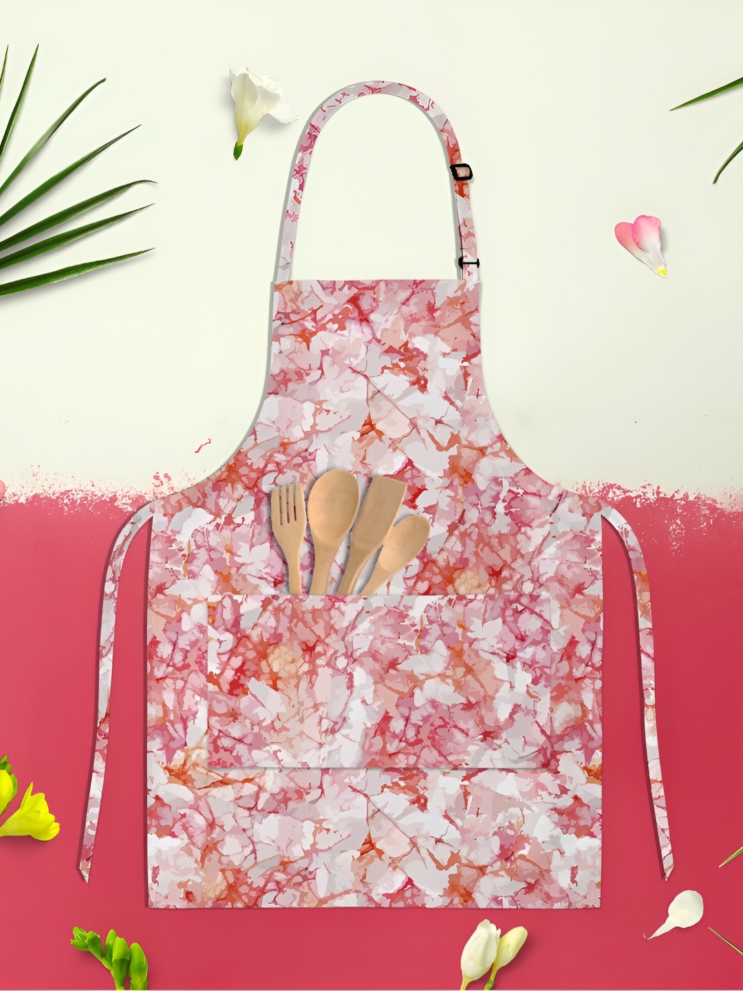

ArtzFolio Kids White & Red Printed Cotton Aprons