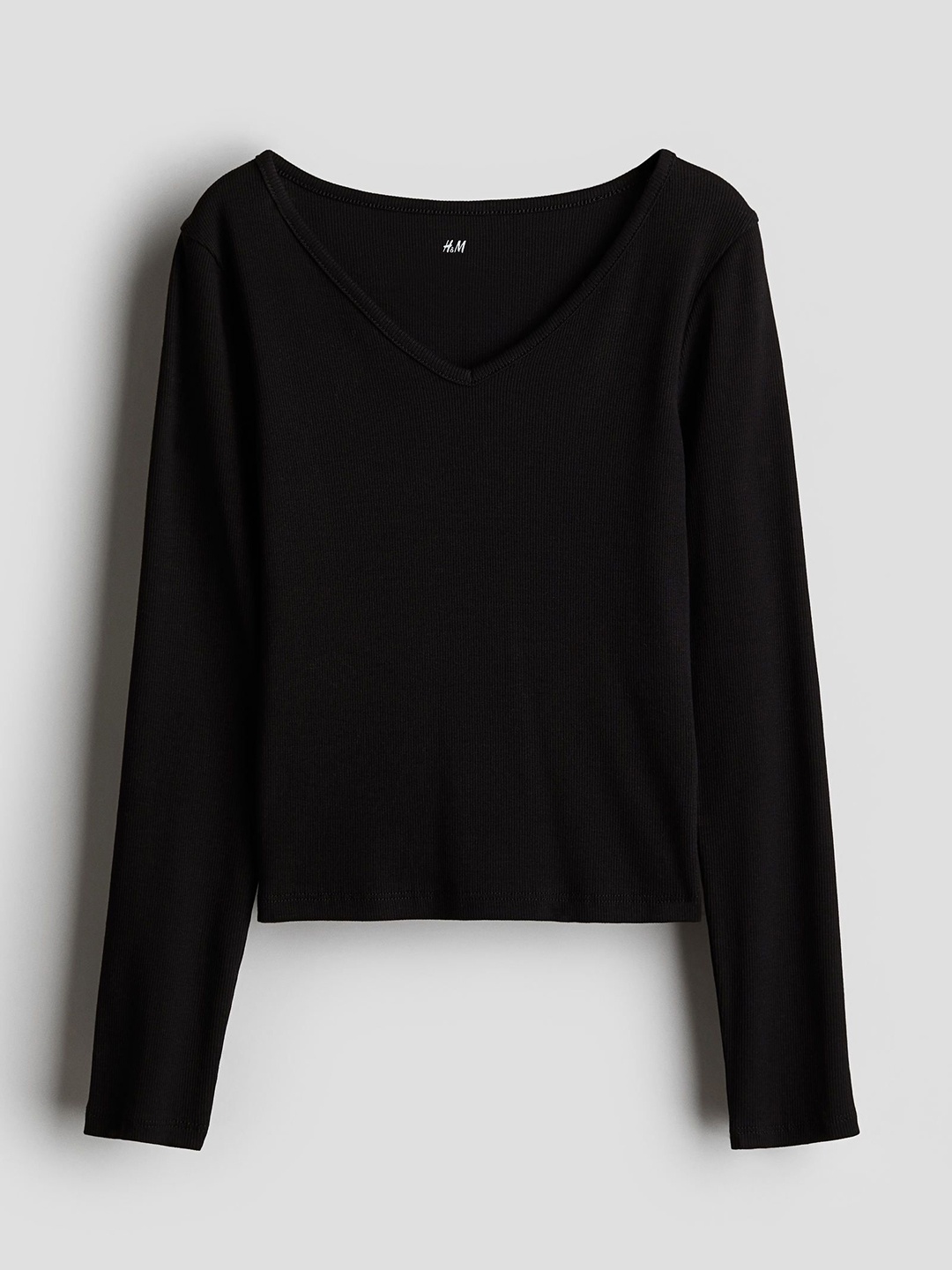 

H&M Girls Ribbed Cotton Jersey Tops, Black