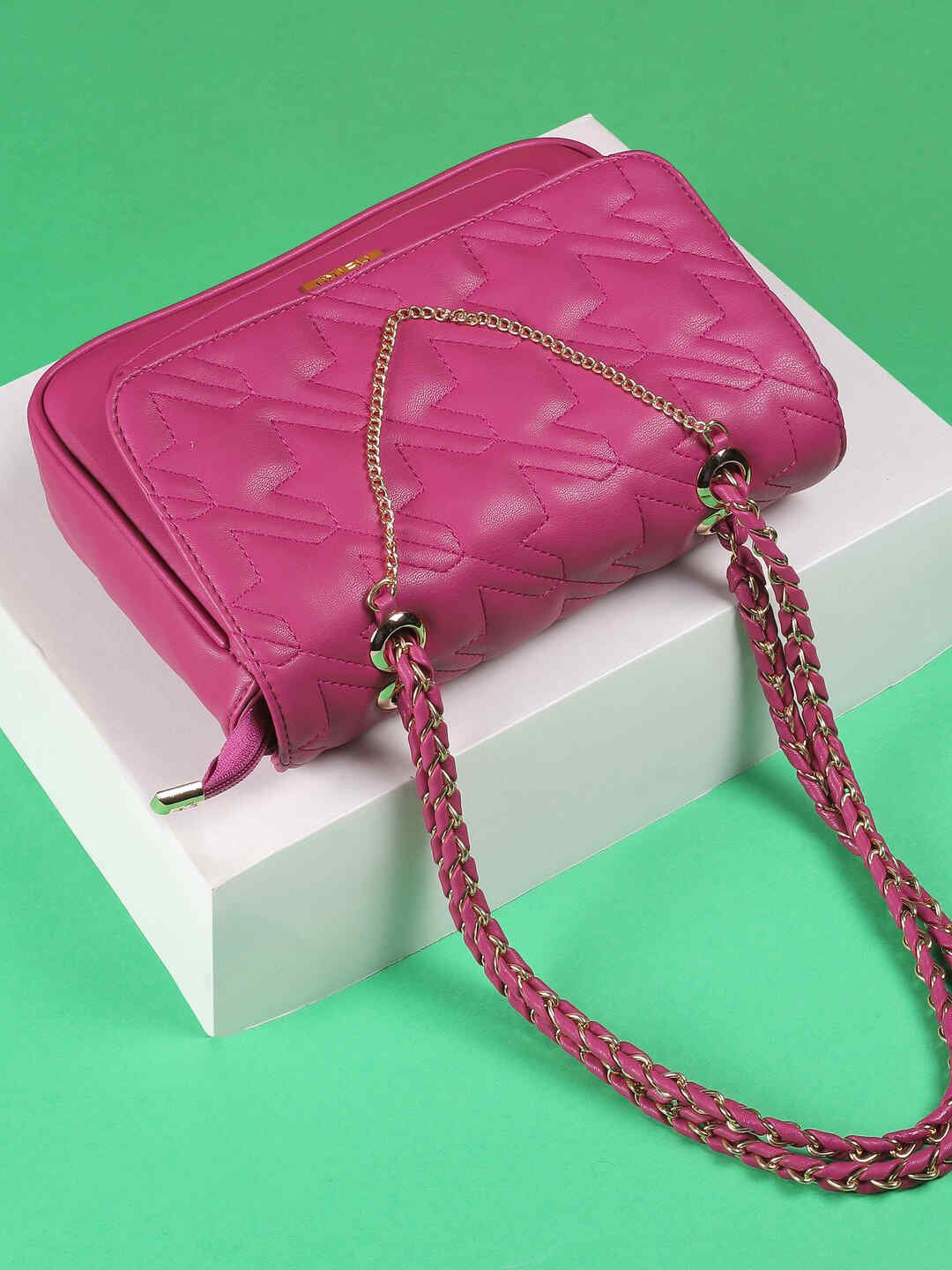 

Metro Women Textured Structured Shoulder Bag, Pink