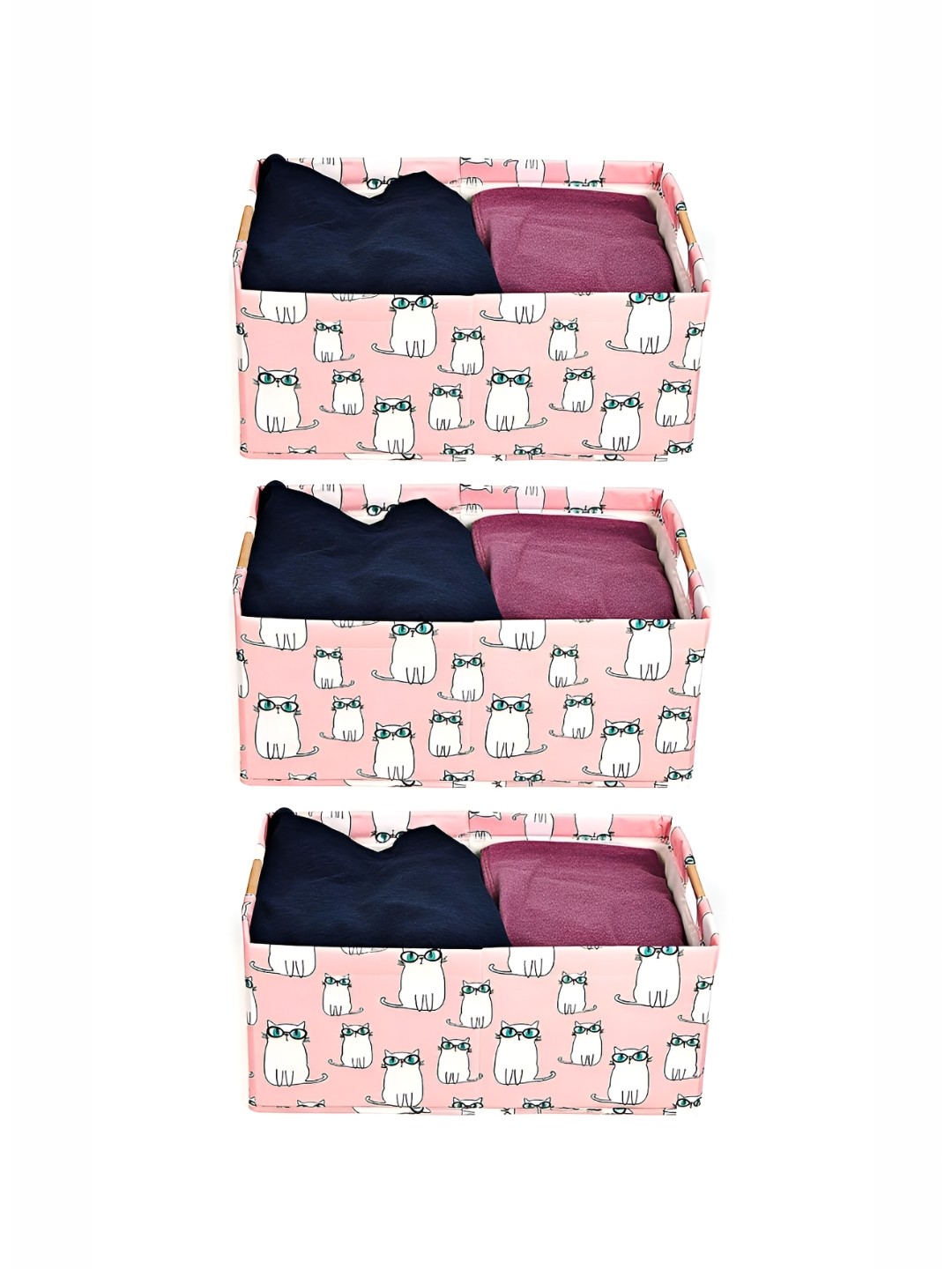 

HOUSE OF QUIRK Pink 3 Pieces Wardrobe Multi-Utility Organisers