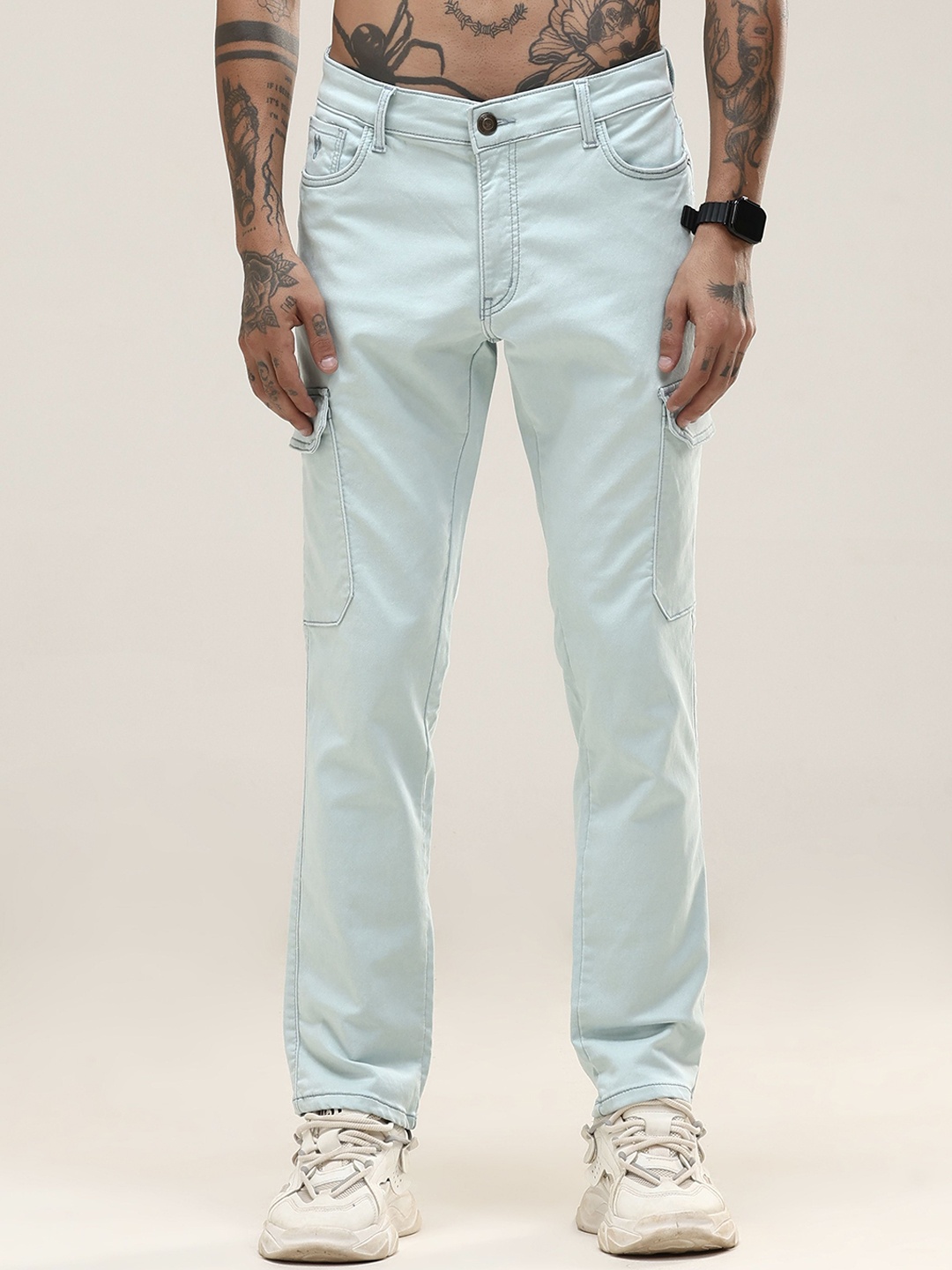 

VUDU Men Smart Slim Fit Stretchable Jeans, Turquoise blue
