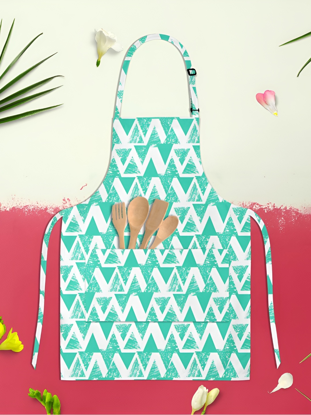 

ArtzFolio Turquoise Blue & White Printed Cotton Aprons