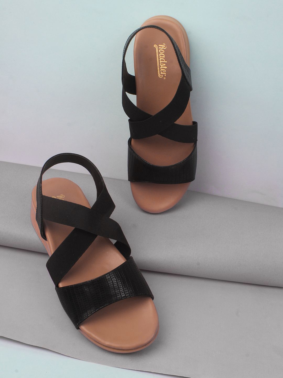 

The Roadster Lifestyle Co Women Casual Open Toe Flats, Black