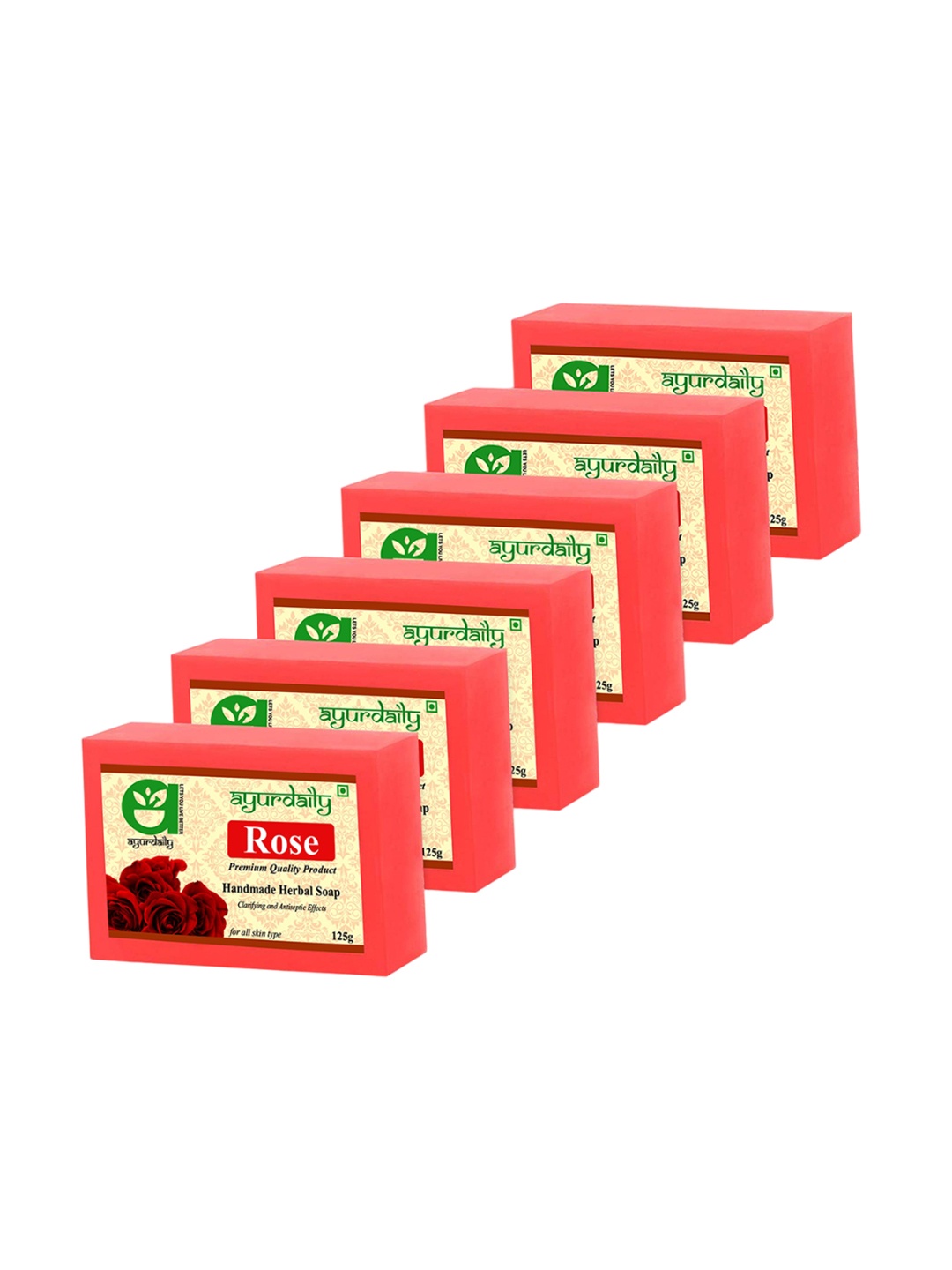 

Ayurdaily Set Of 6 Natural Rose Soap - 125 g Each, Multi