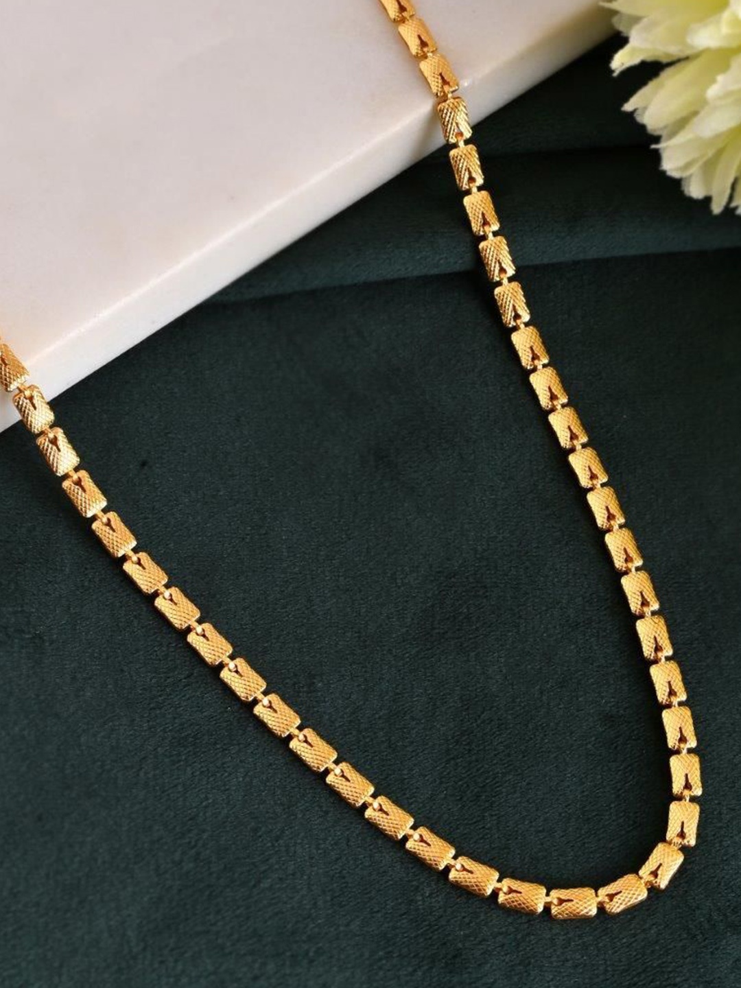 

VOJ Men Gold-Plated Self Design Biscuit Chain