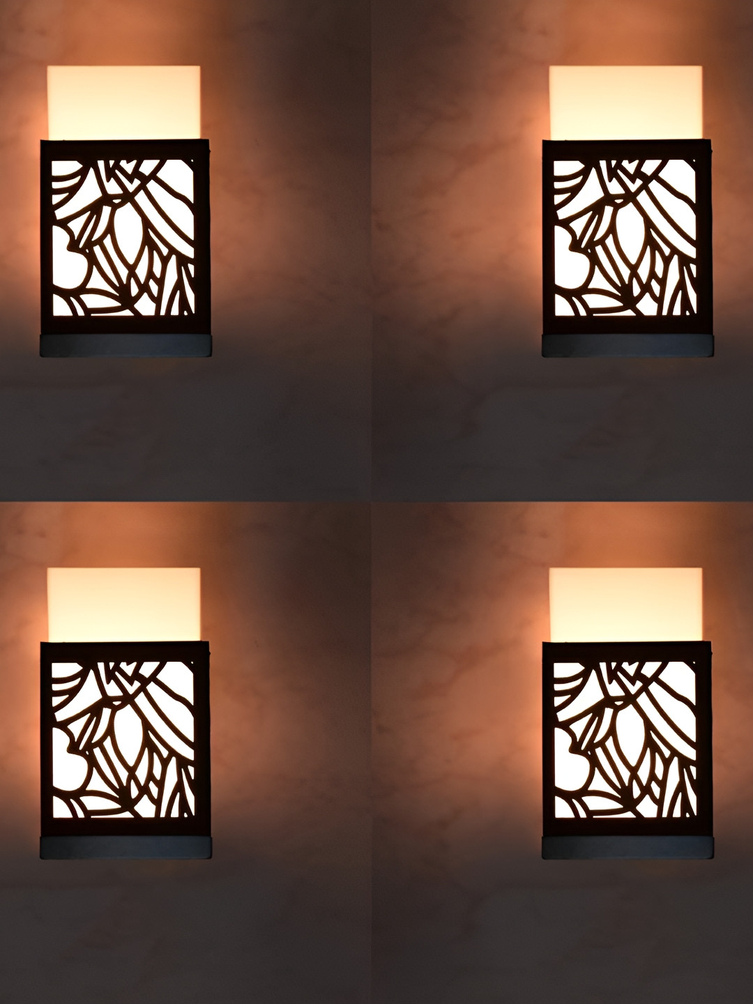 

Gojeeva Black 4 Pieces Wood Square Shaped Textured Contemporary Wall Lamp