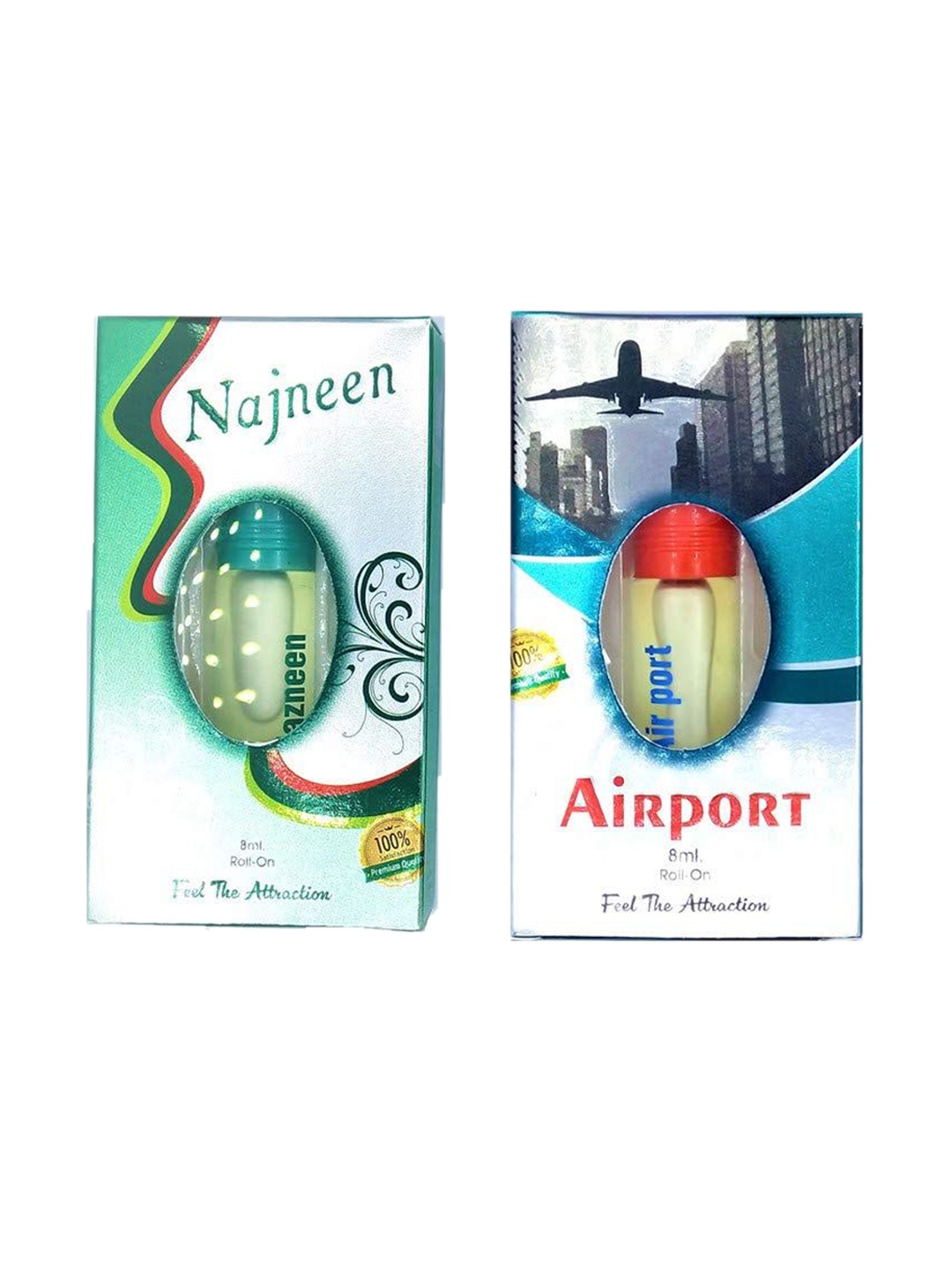 

RAVIOUR LIFESTYLE Feel The Attraction Set Of 2 Airport & Nazneen Roll On Attar - 8 ml Each, Transparent