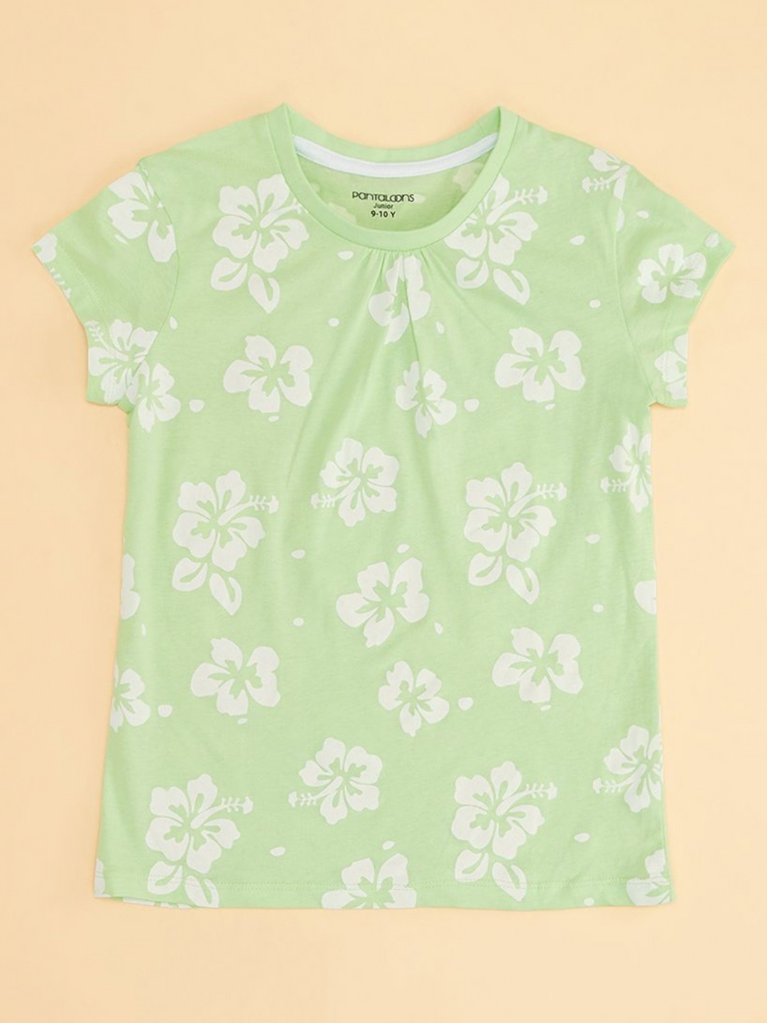 

Pantaloons Junior Girls Floral Printed Round Neck Cotton T-shirt, Green