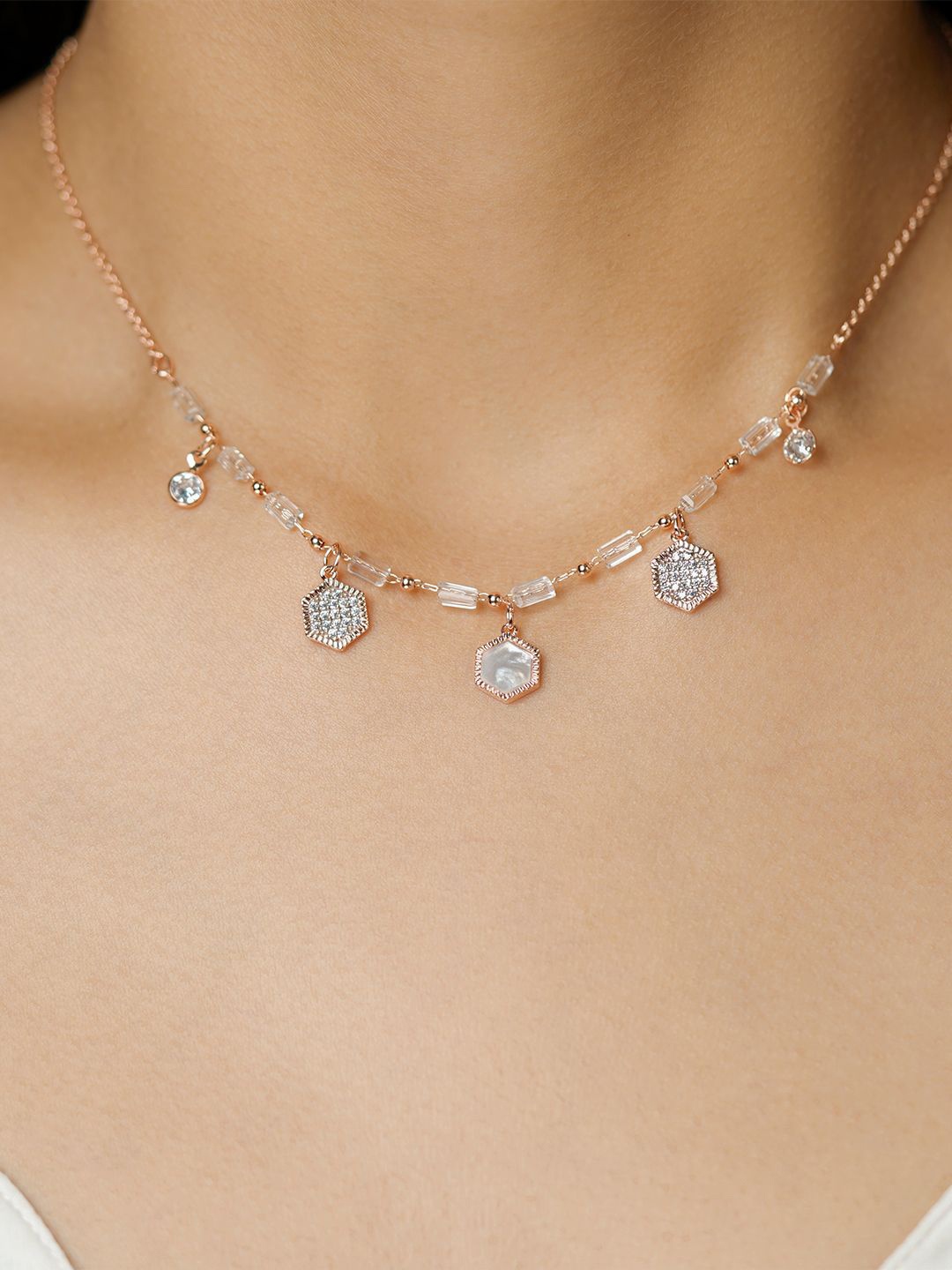 

SWASHAA Oadira Rose Gold-Plated Choker Necklace
