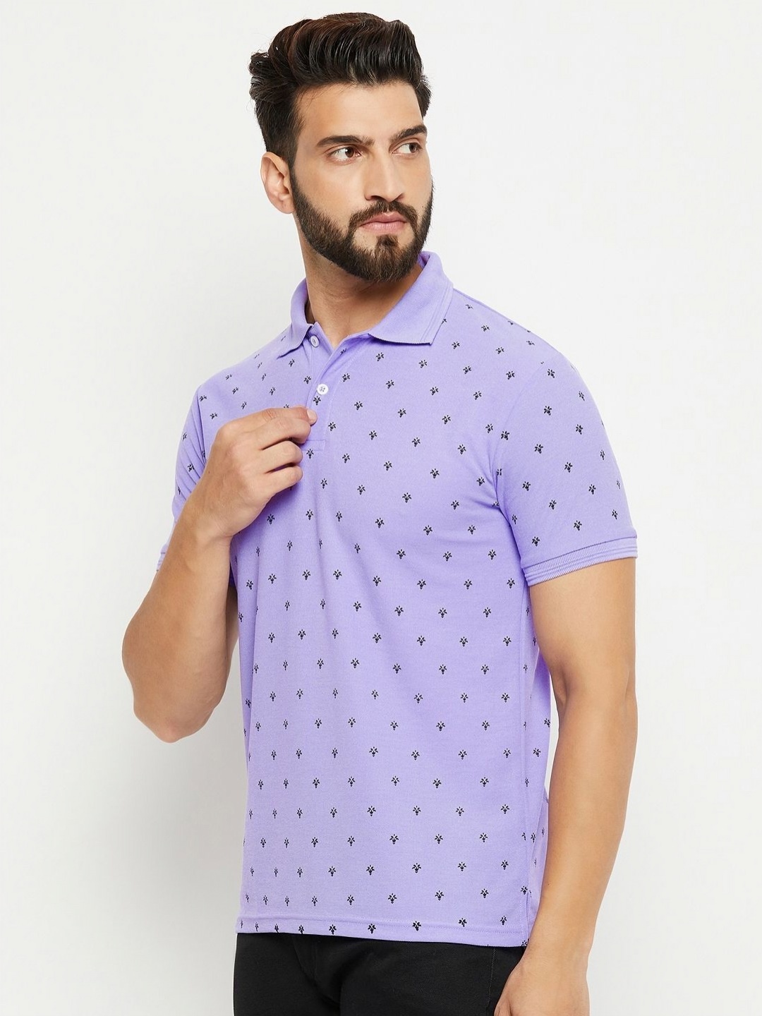 

GET GOLF Men Graphic Printed Polo Collar Cotton T-shirt, Purple