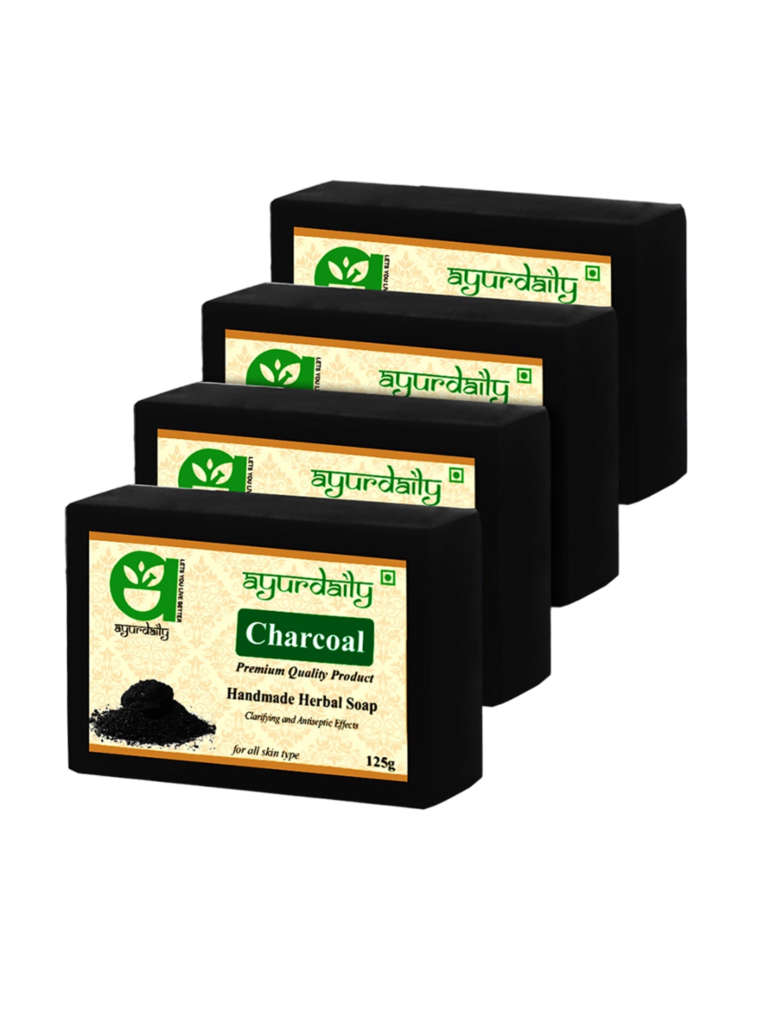 

Ayurdaily Set Of 4 Herbal Charcoal Soap- 125 g Each, Multi