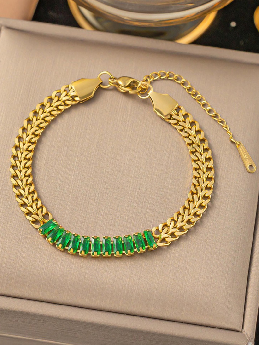 

MYKI Gold-Plated Stainless Steel Stone Studded Wraparound Bracelet