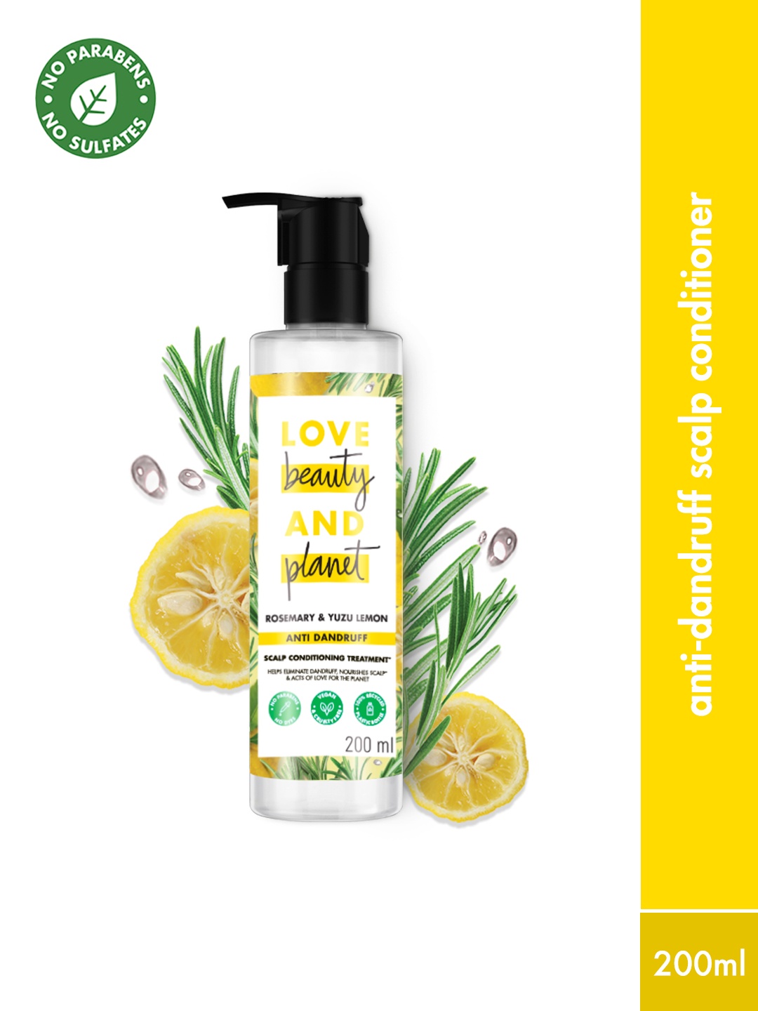 

Love Beauty & Planet Rosemary & Yuzu Lemon AntiDandruff Scalp Conditioning Treatment-200ml, Yellow