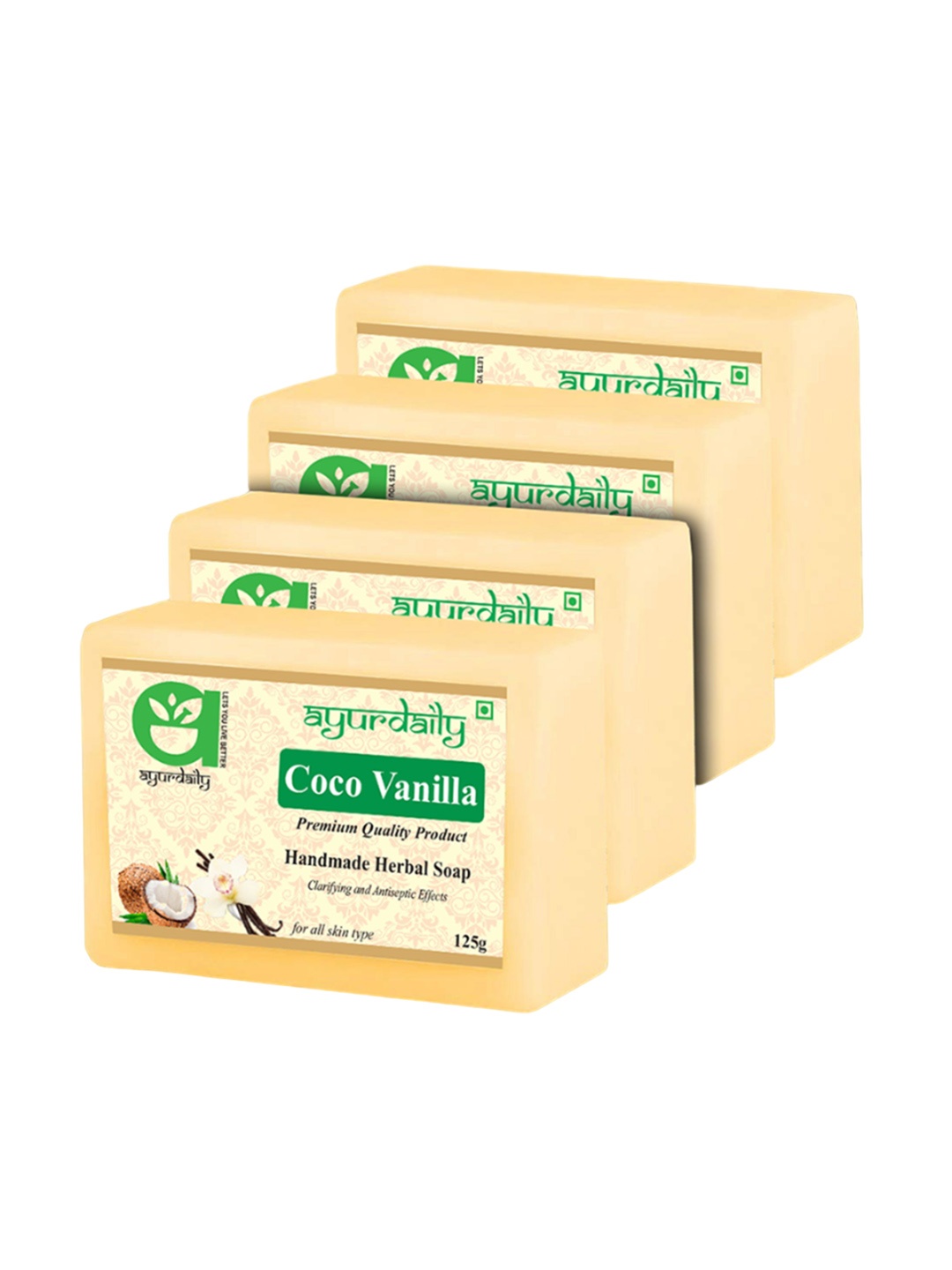 

Ayurdaily Set Of 4 Coco Vanilla Soap For Deep Deep Cleansing - 125 g Each, Cream