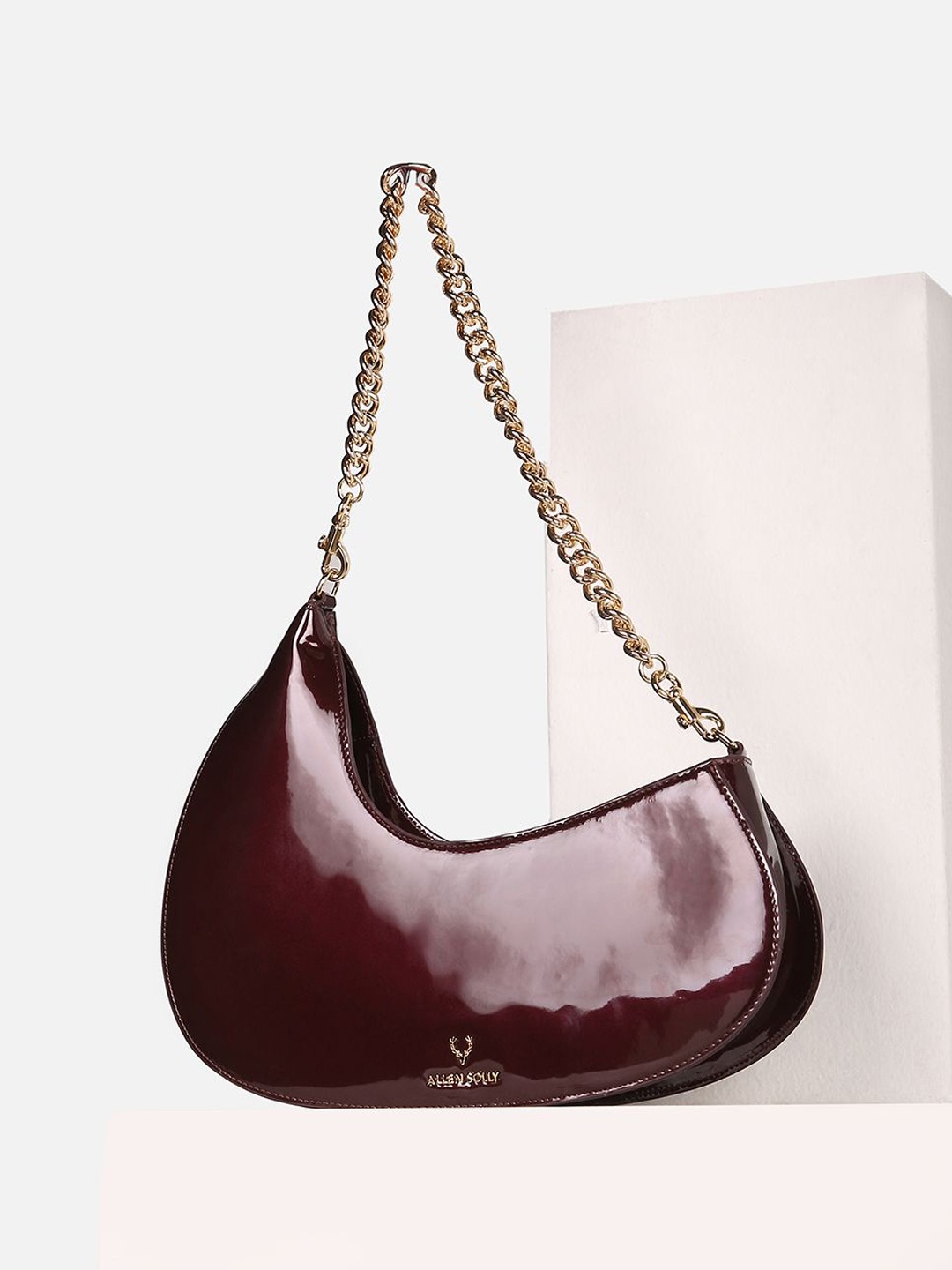 

Allen Solly Woman Solid Half Moon Shoulder Bag, Maroon