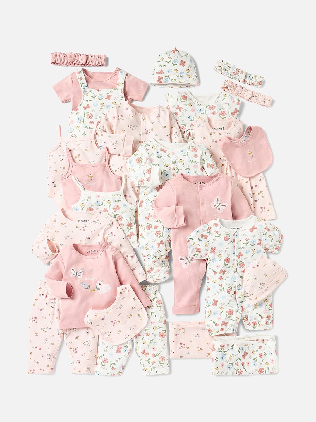 

Juniors by Babyshop Girls Pack of 2 Printed Cotton Sleepsuit, Pink