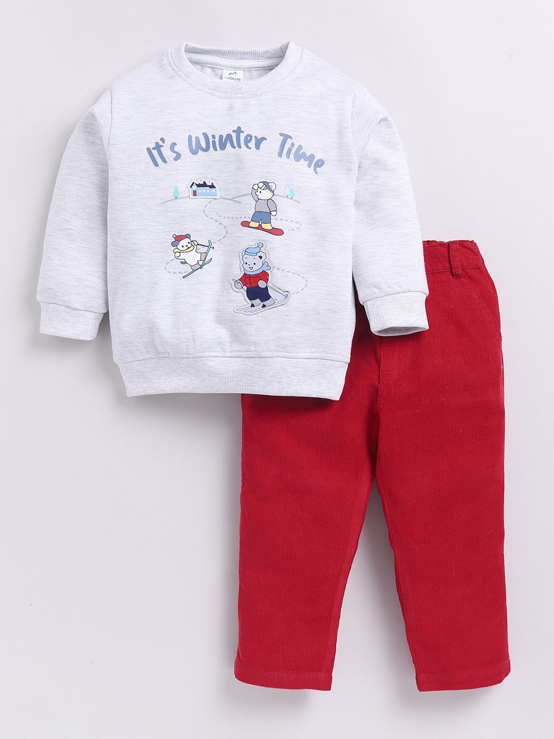 

Dollar Boys Printed Printed Round Neck Long Sleeves Sweatshirt With Trouser, White