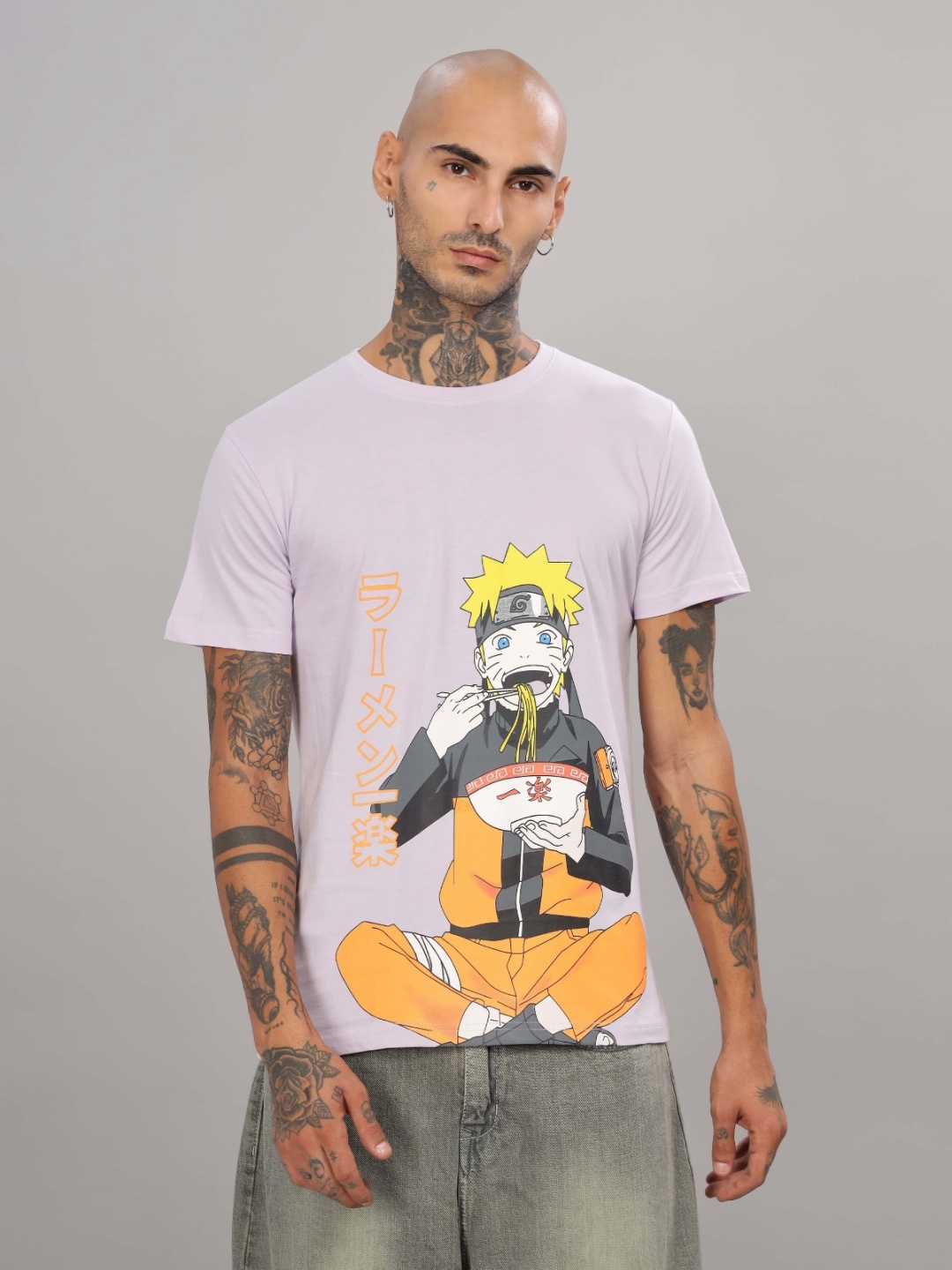 

TOMHIDDLE Graphic Anime Printed Round Neck Cotton T-shirt, Purple