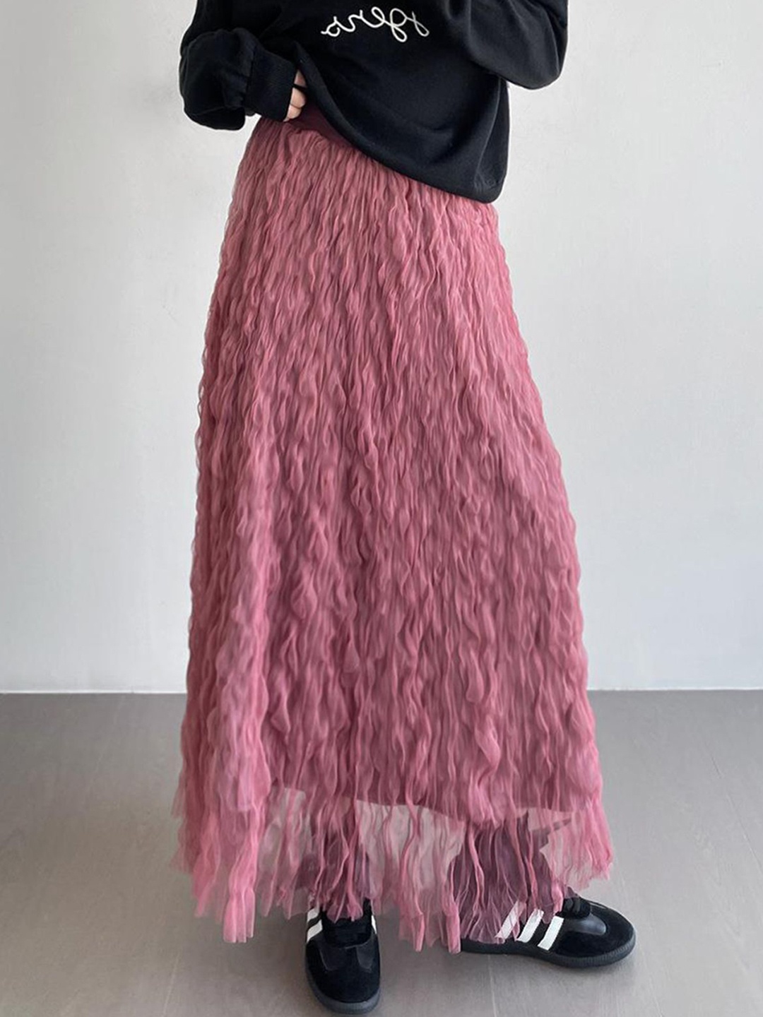 

LULU & SKY Women Self Design A-Line Maxi Skirt, Rose