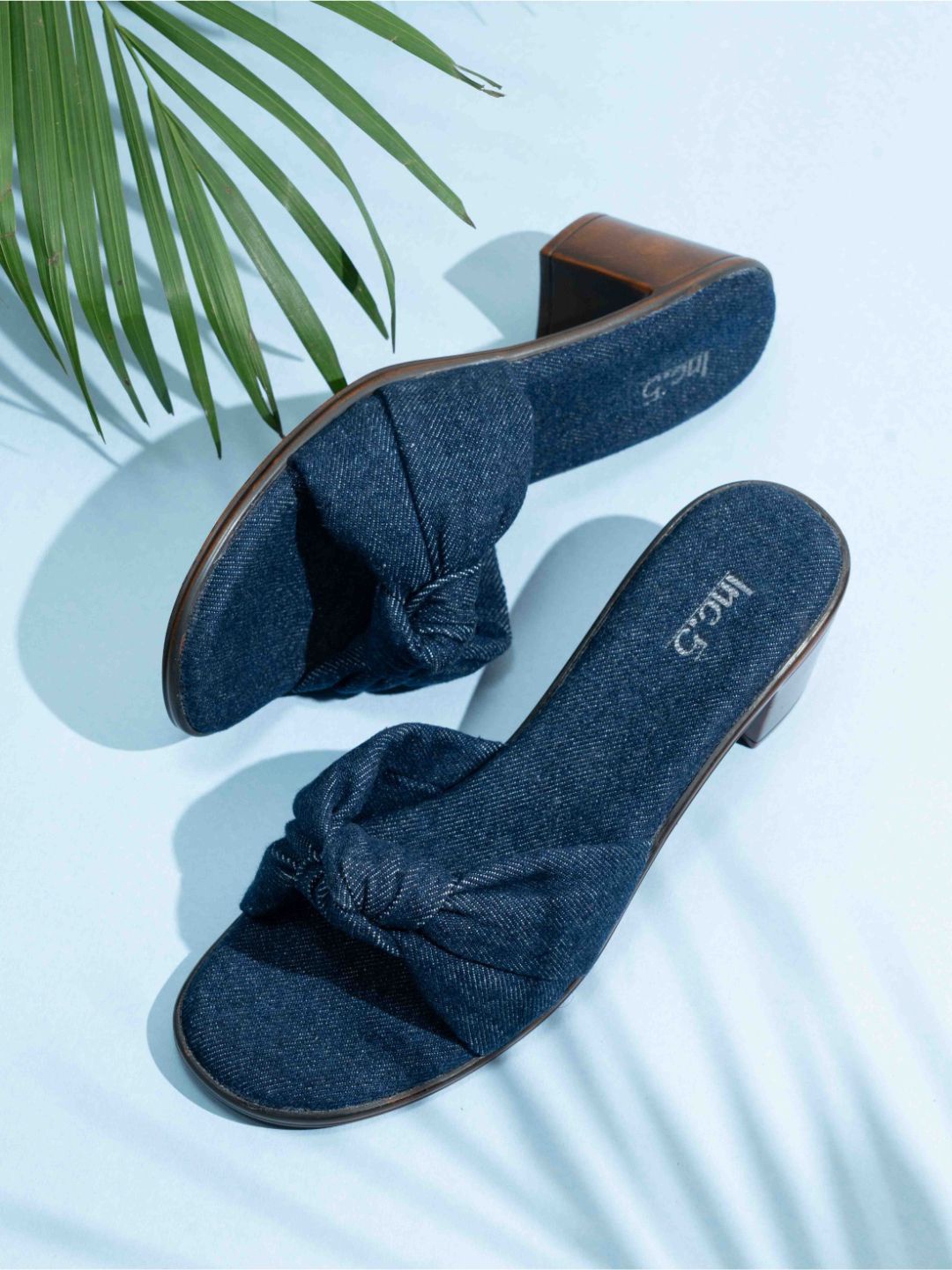

Inc 5 Women Party Wear Block Heeled Sandals, Navy blue