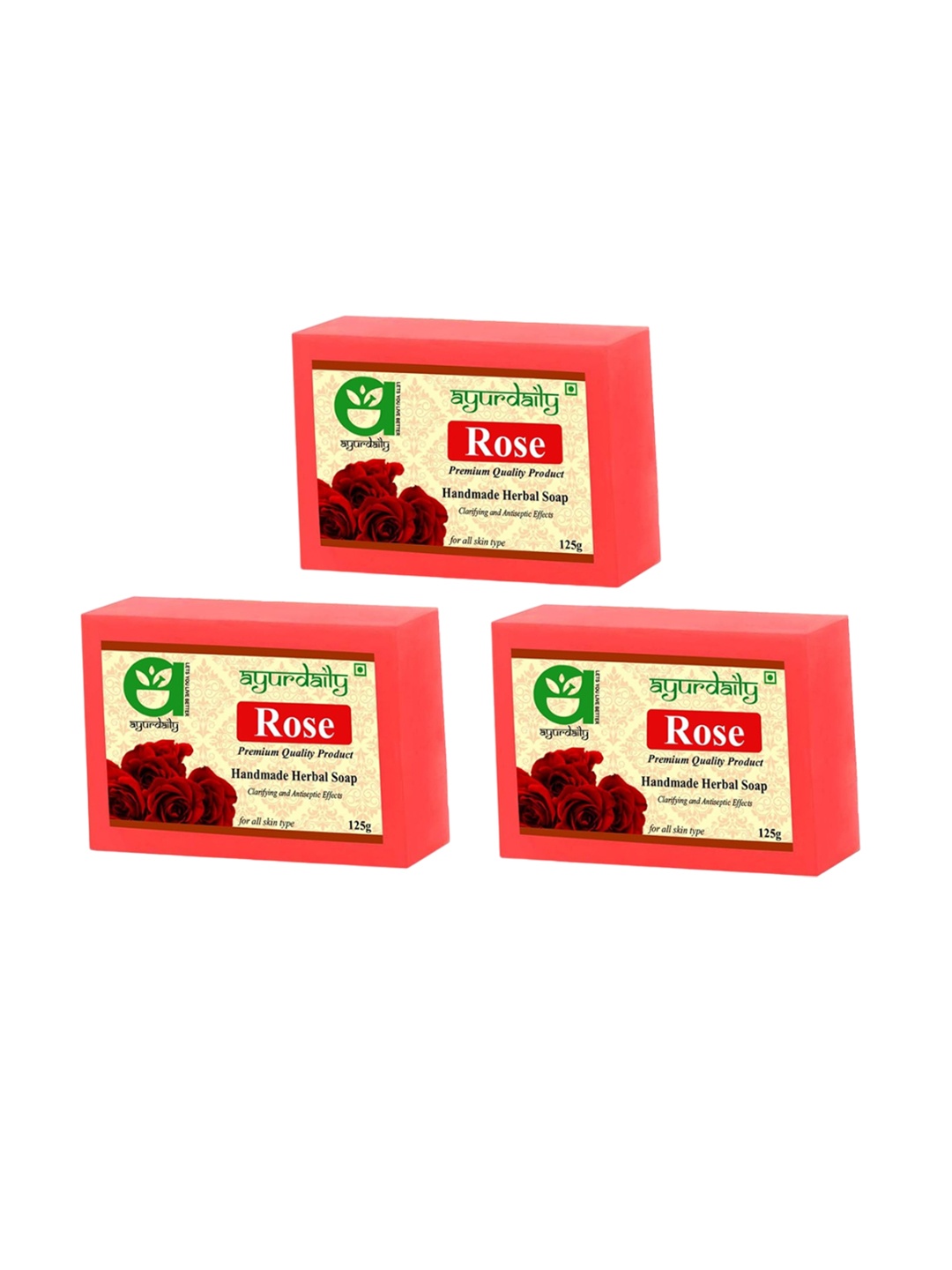 

Ayurdaily Set Of 3 Natural Rose Soap For Deep Deep Cleansing - 125 g Each, Red