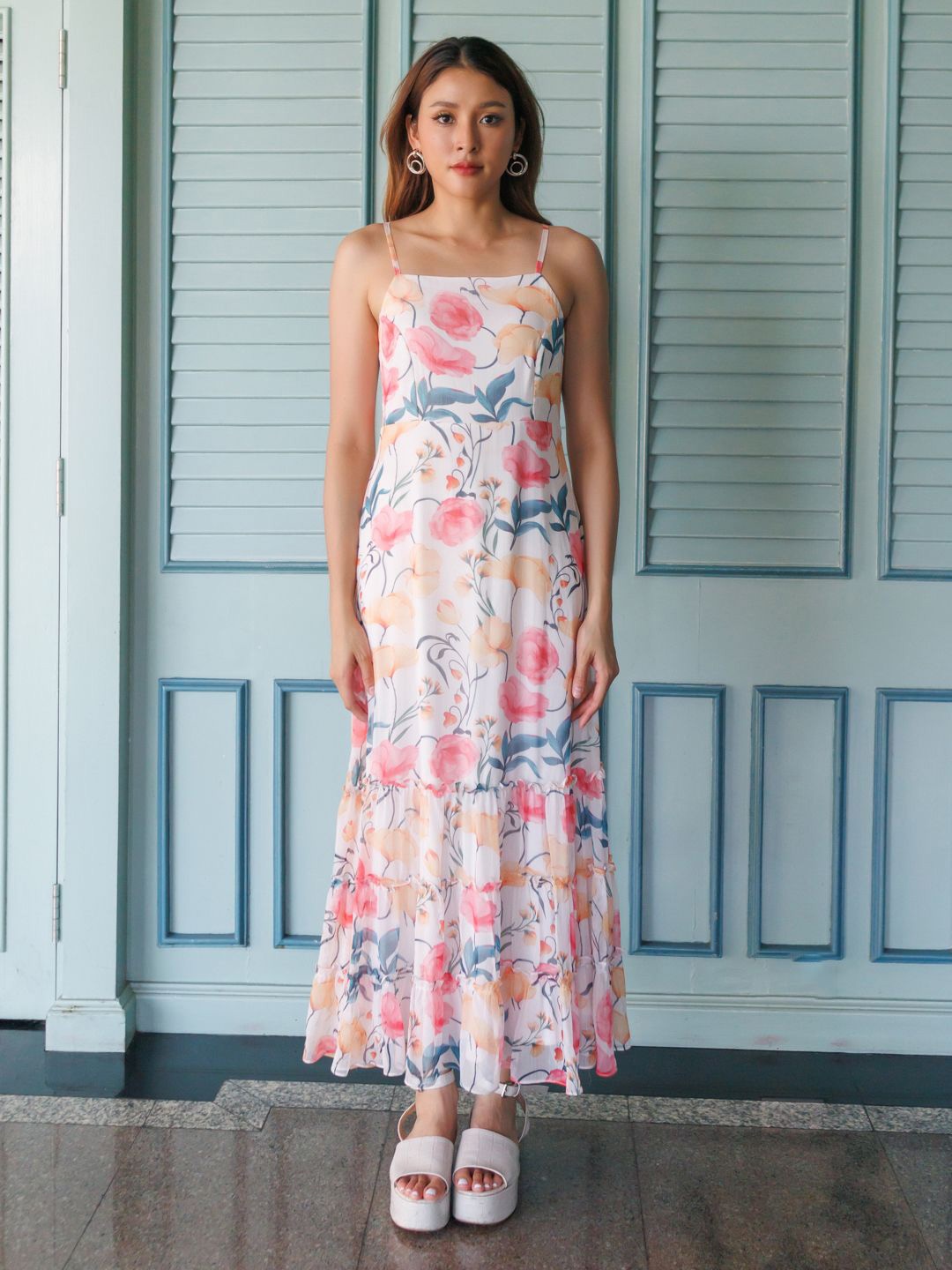

Zink London Women Floral Printed Maxi Dress, Off white
