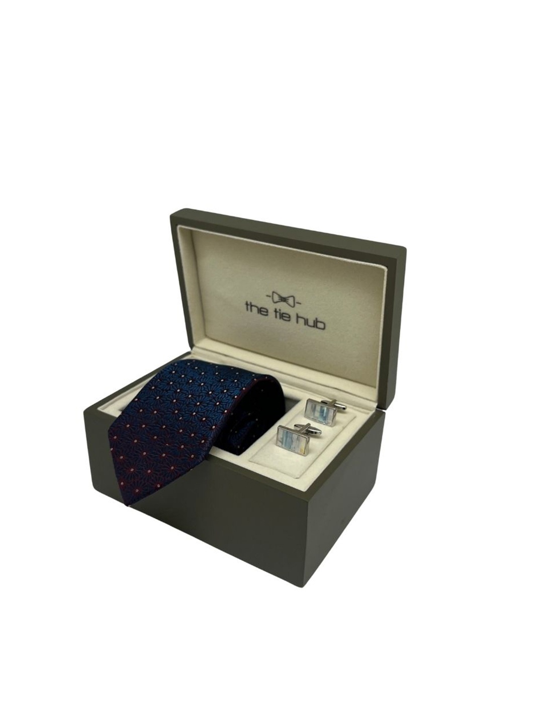 

The Tie Hub Men Tie, Cufflinks, Pocket Square Accessory Gift, Navy blue