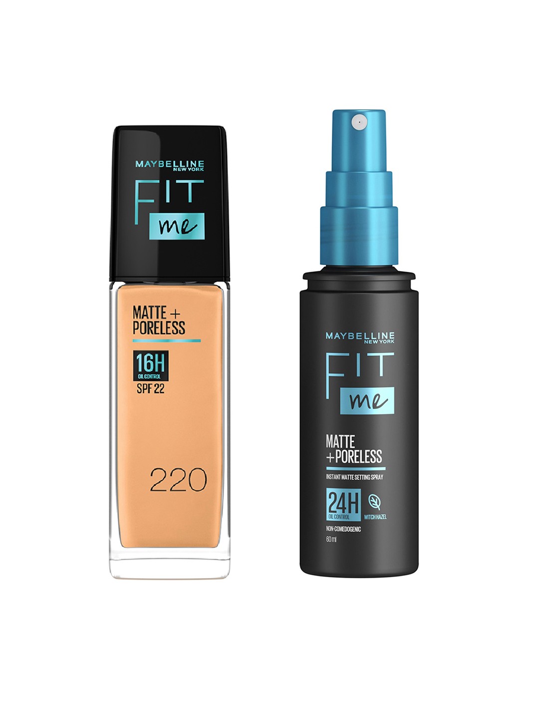 

Maybelline New York Fit Me Matte+Poreless Liquid Foundation 30ml & Setting Spray 60ml, Beige