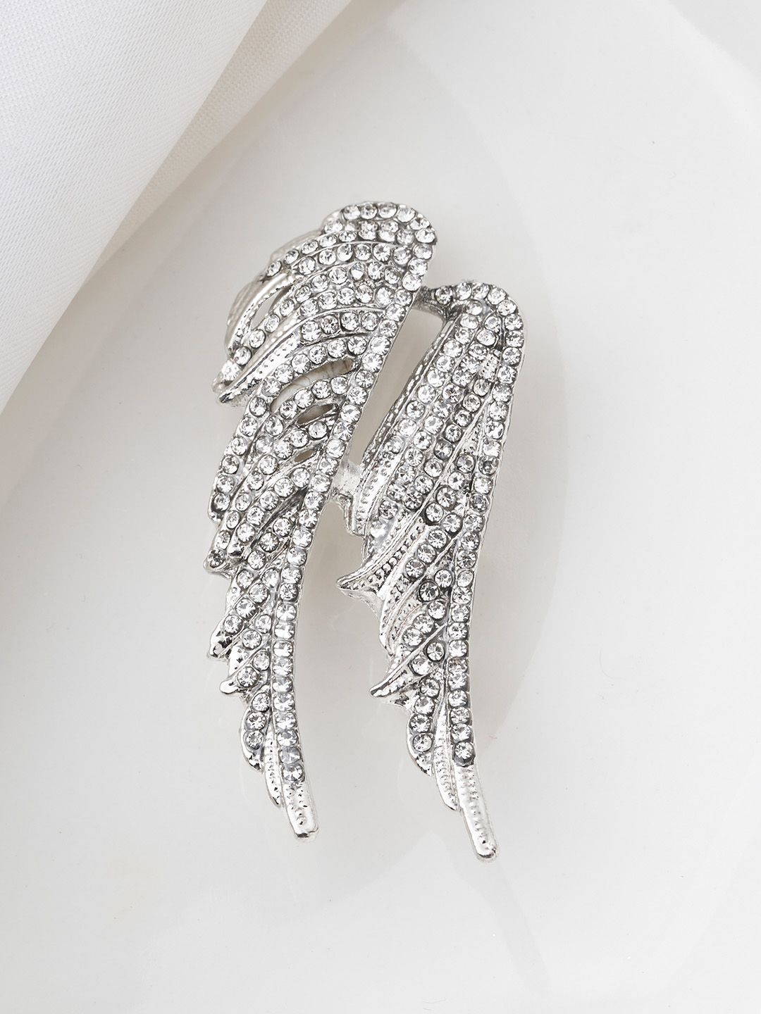 

JOKER & WITCH Stone Studded & Beaded Spread My Wings Brooch, Silver