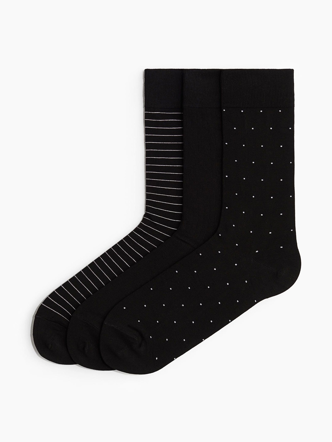 

H&M Men Pack Of 3 Ankle Length Fine Knit Socks, Black