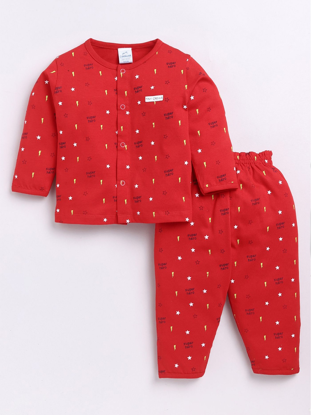 

Dollar Boys Round Neck Printed T-shirt with Trousers, Red