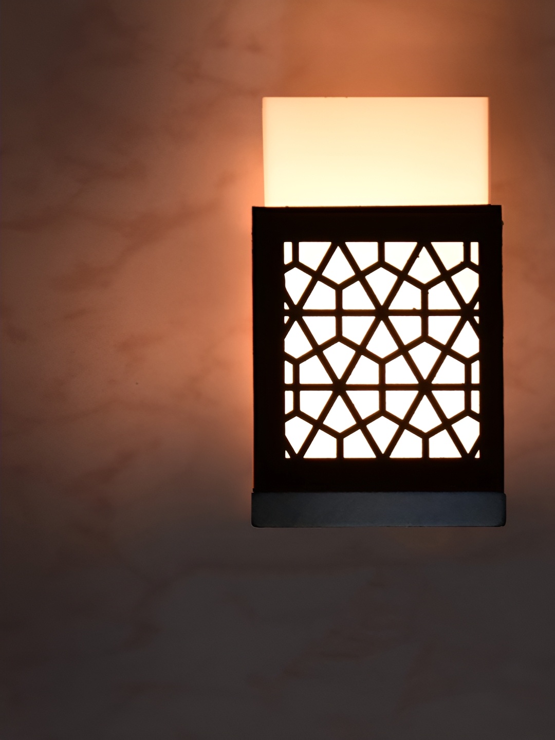 

Gojeeva Black Wood Square Shaped Textured Contemporary Wall Lamp