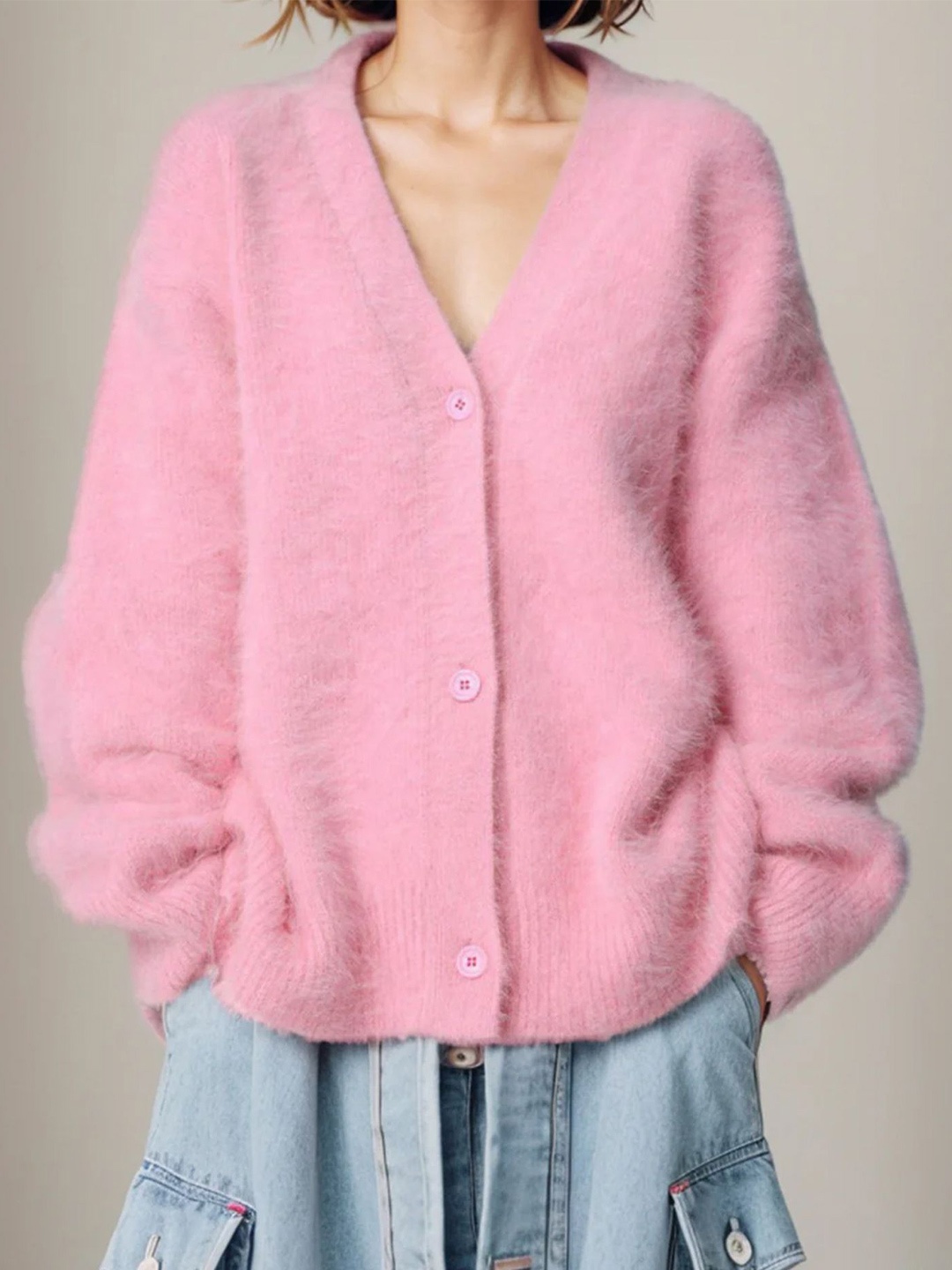 

LULU & SKY Women Solid Long Sleeves Cardigan, Pink