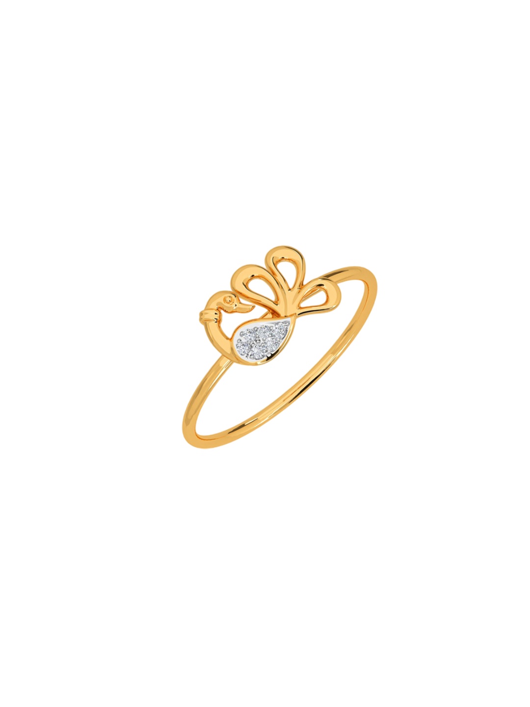

KISNA DIAMOND AND GOLD JEWELLERY 14KT Diamond Peacock Feather Ring 0.72gm